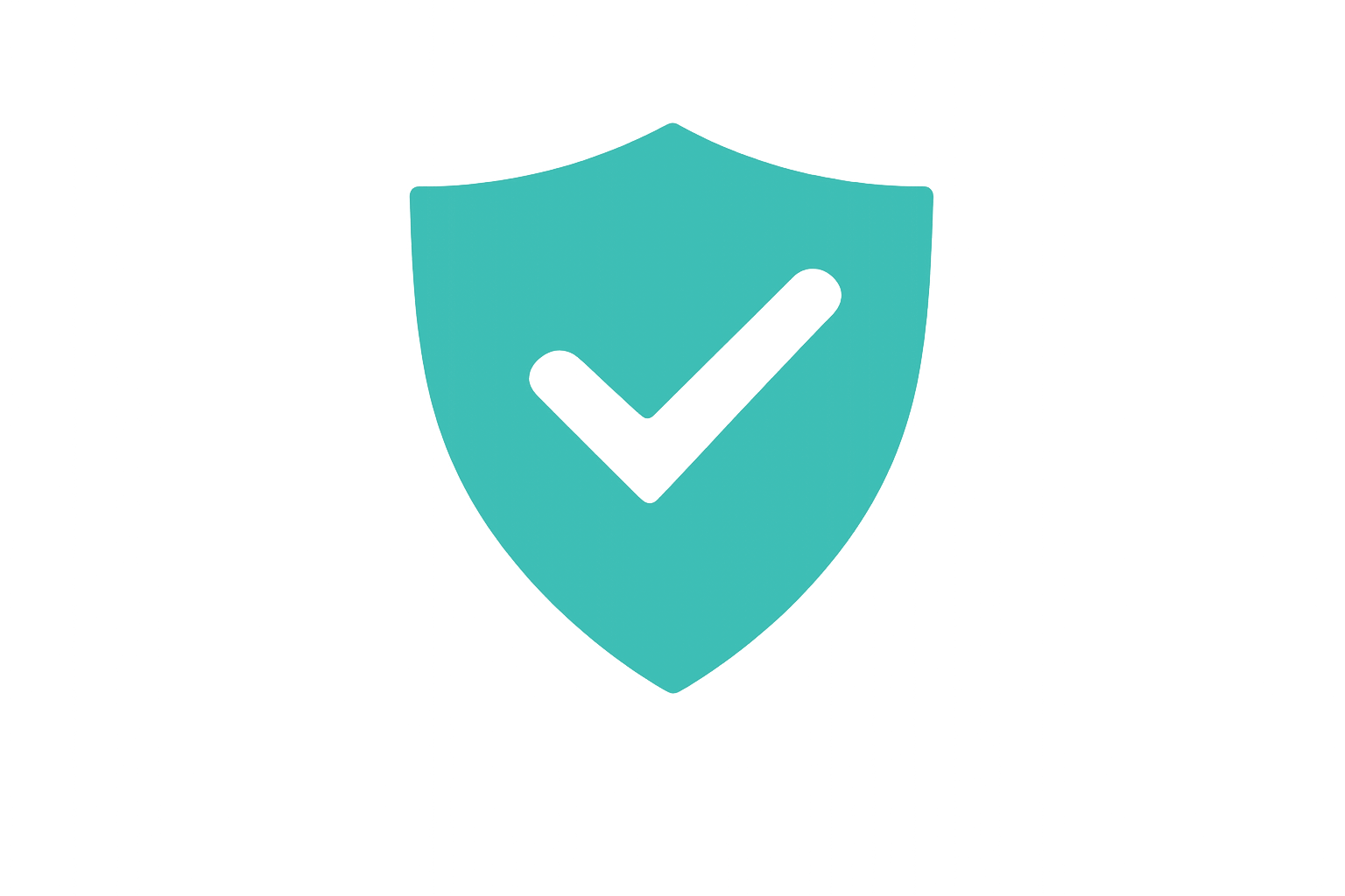 A shield-shaped icon with a check mark in the center, symbolizing security and protection.
