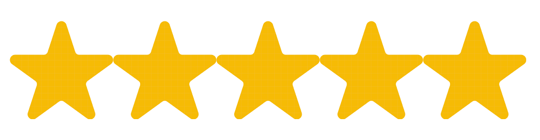Five gold stars in a row on a black background.