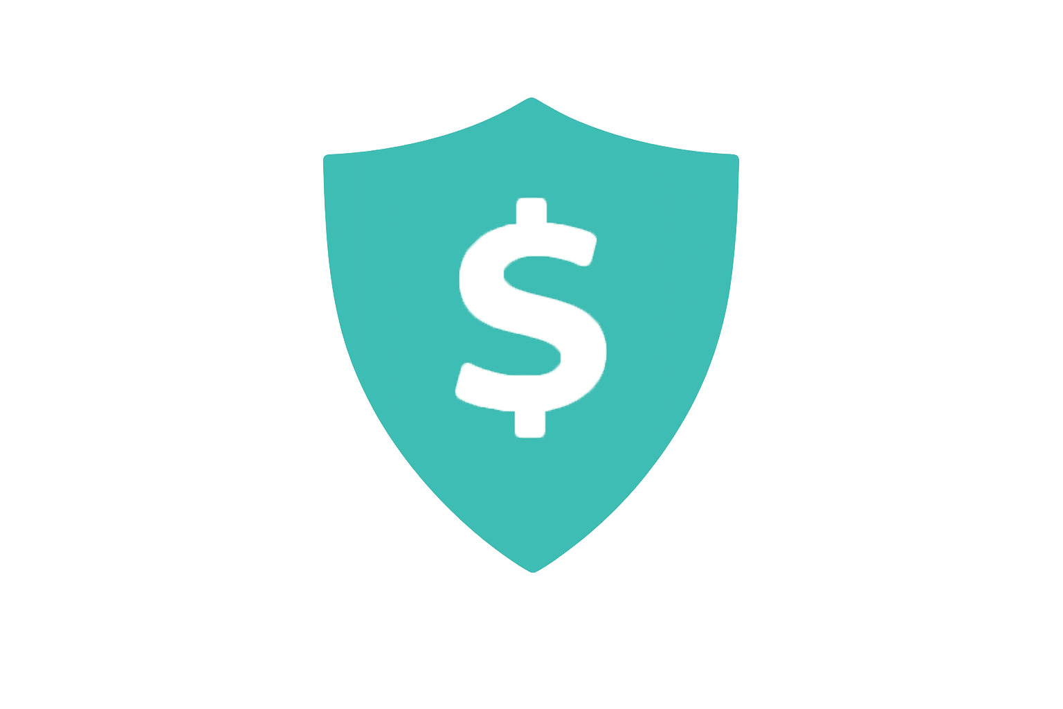 A teal security shield symbol with a dollar sign in the center, indicating financial security or protection.