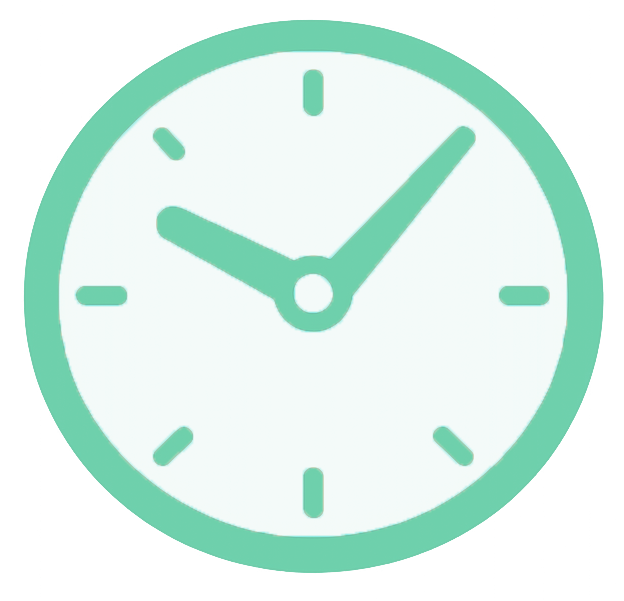 The green clock symbolizes a timely response.
