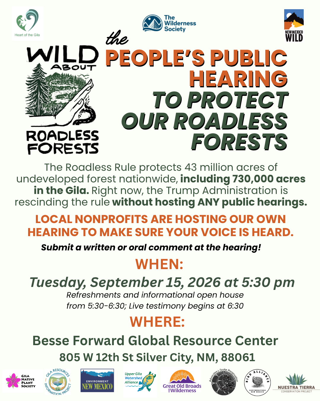 People's Public Hearing to Protect Our Roadless Forests