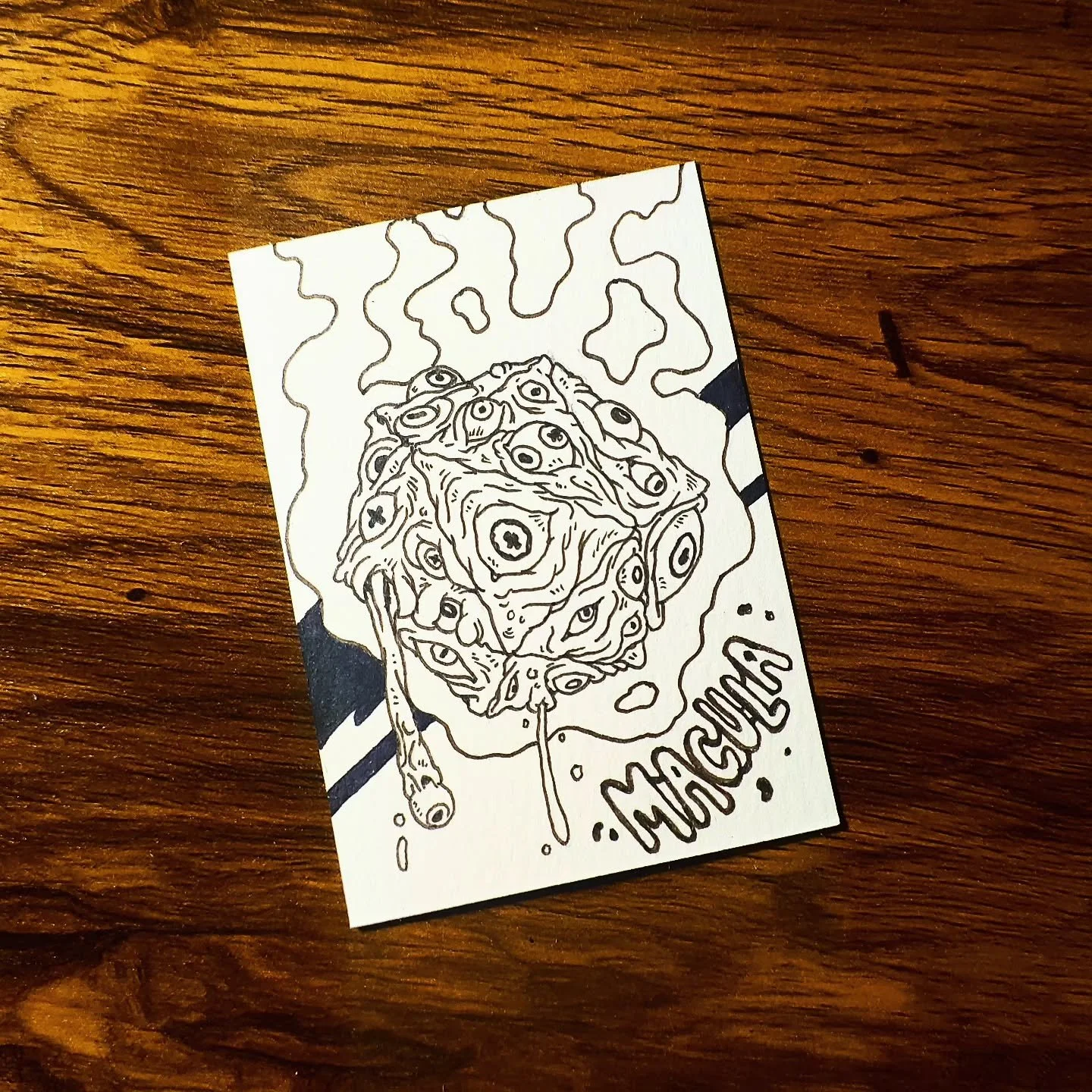 Another MACULA card I drew today going out to someone awesome. No two alike! Born from a forbidden grimoire and a bad dice roll, MACULA out there sliming up your feet. 

#sickshoes #customart #90skid #90stoys #90s #80s #80stoys #tradingcard