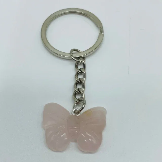 Keychain Butterfly Rose Quartz