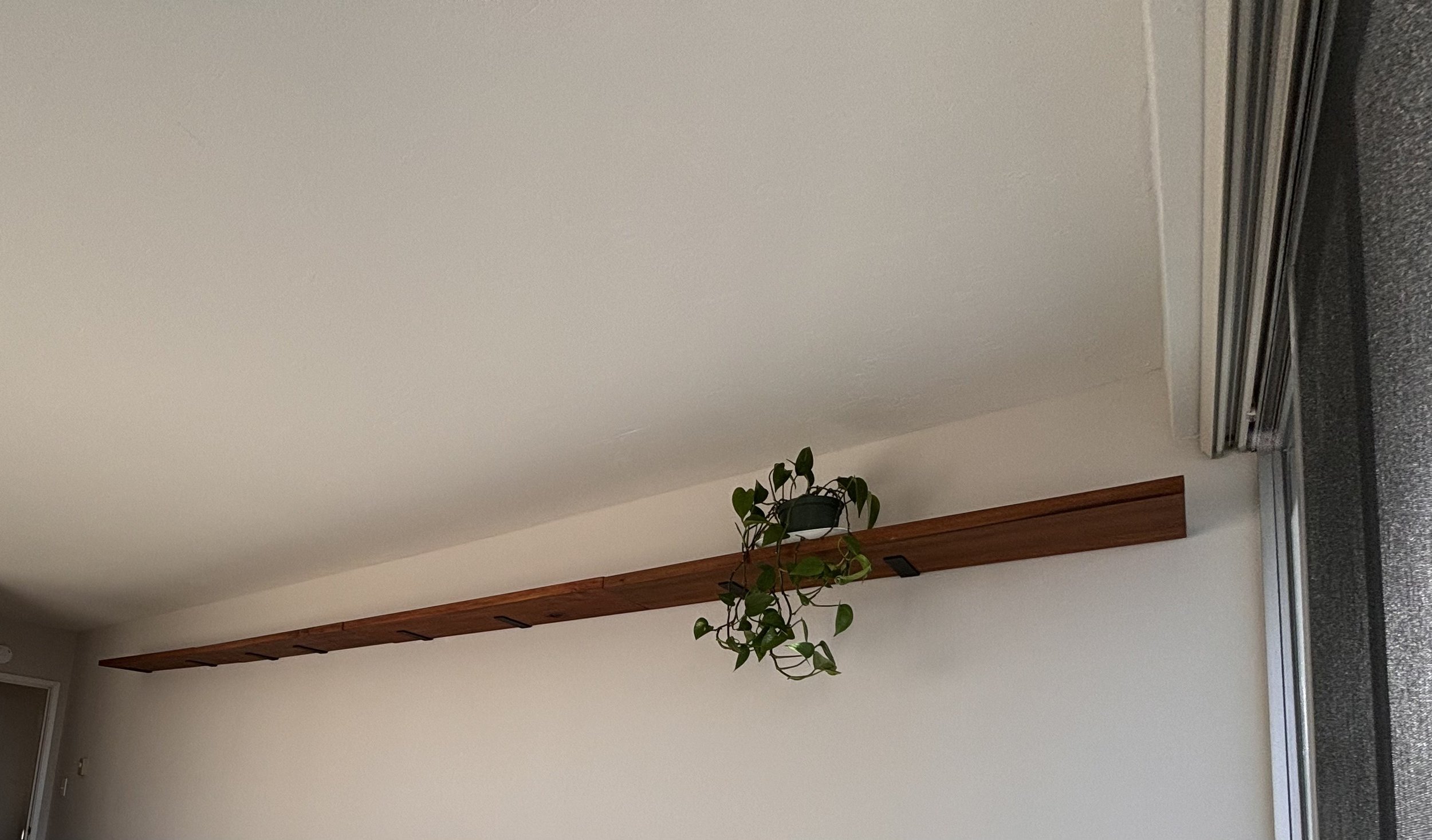 A set of two 18' stained poplar shelves.
Handmade in Oakland, CA
2024