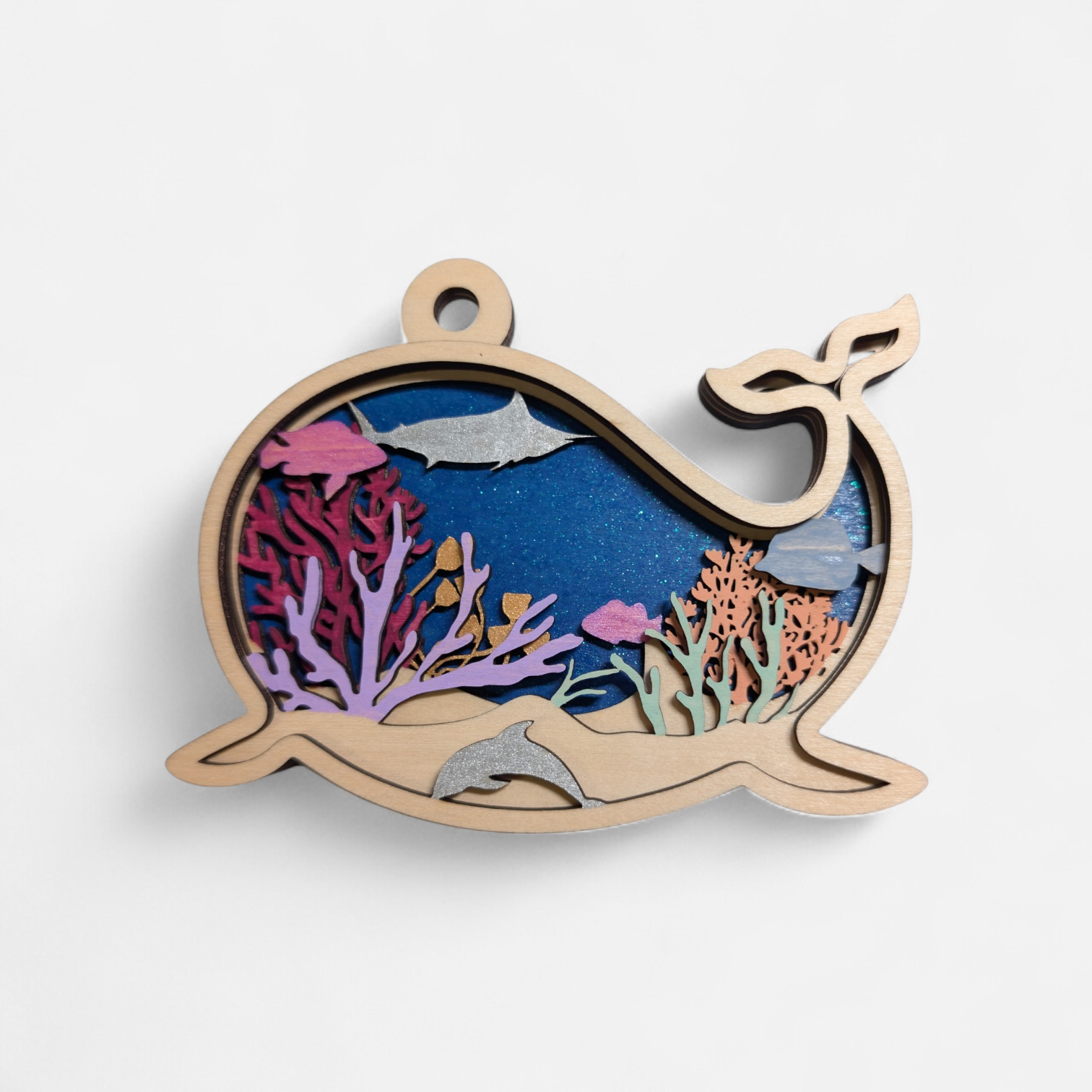 Wooden Baby Whale Ornament