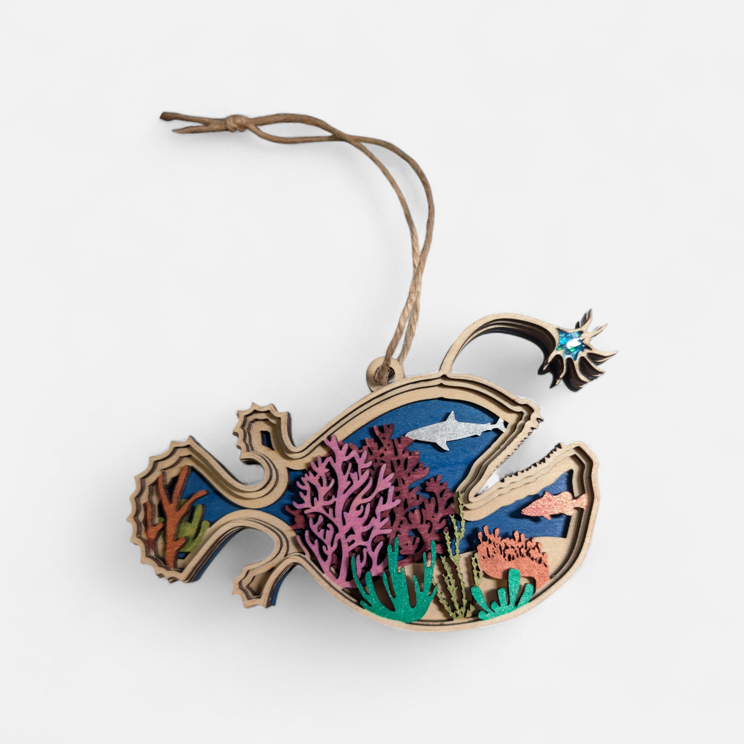 Wooden Angler Fish Ornament