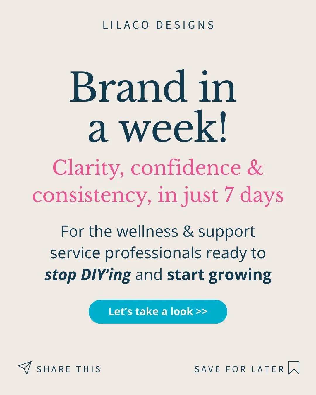 Tired of DIY logos and brand confusion? Let&rsquo;s fix that &mdash; in just 7 days. 🌿

Your brand should make you feel confident,  not confused. In Brand in a Week, we take your wellness business from scattered to strategic, giving you:
✅ A logo su