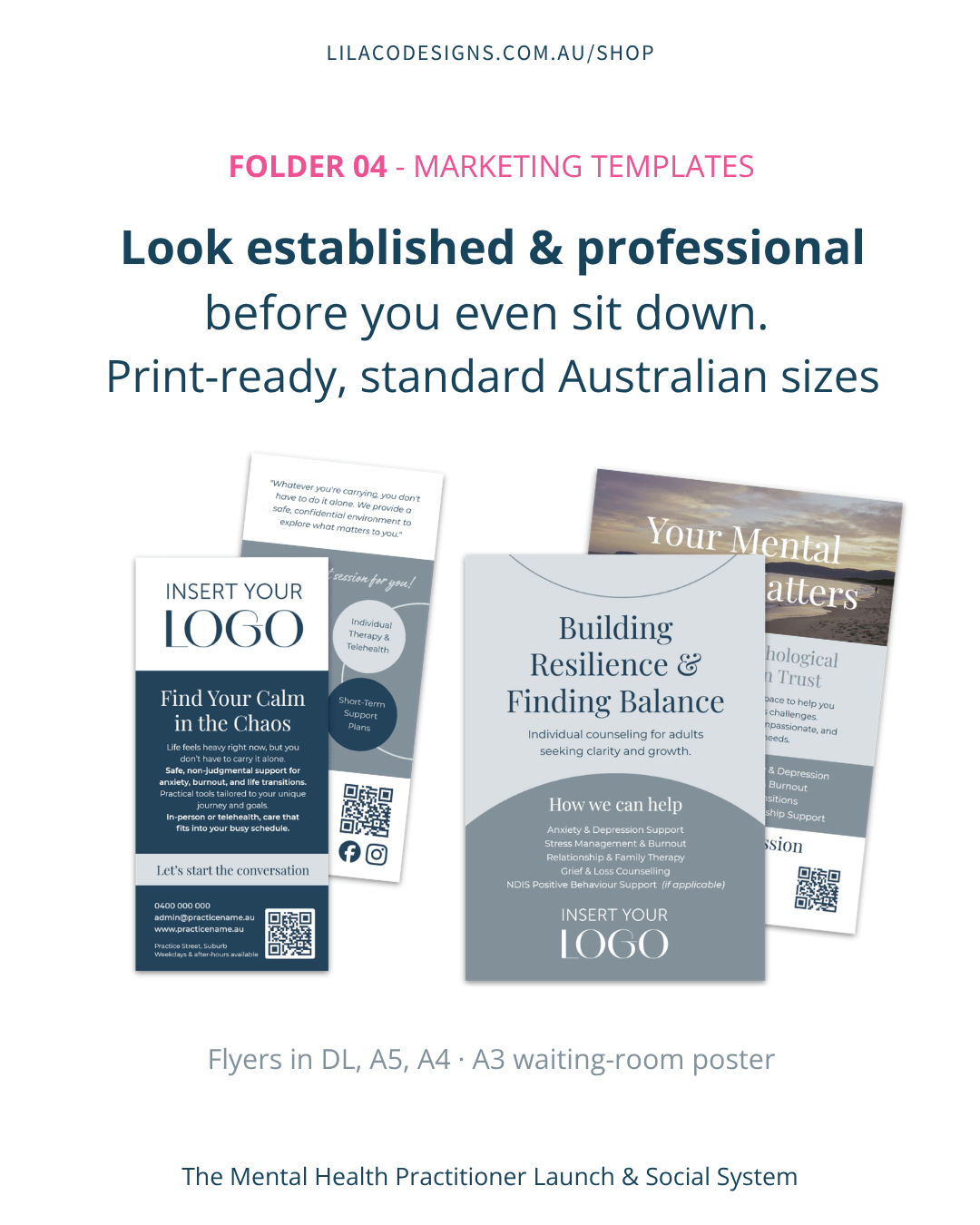 The Mental Health Launch & Social System, Folder 4 Marketing Templates