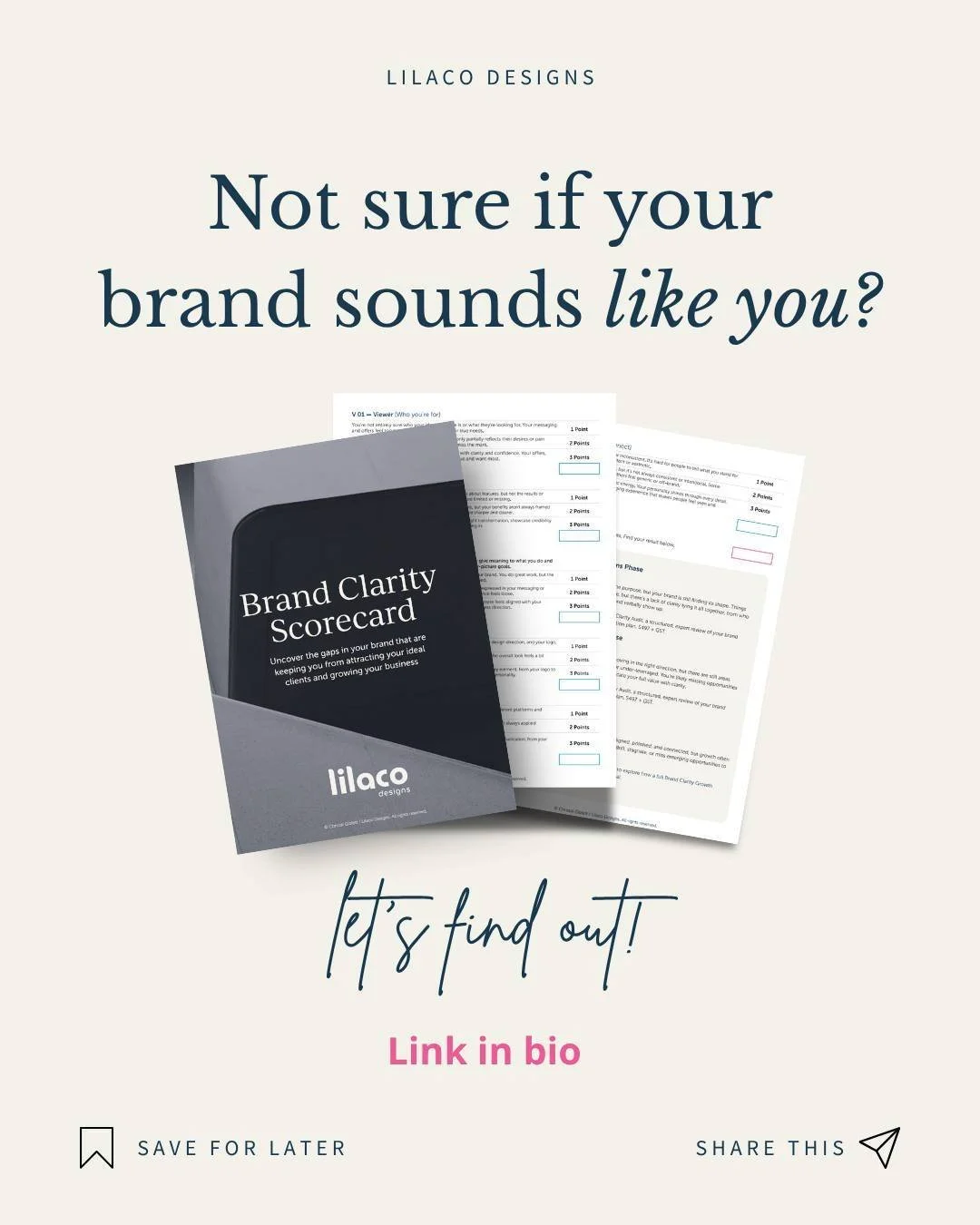 It&rsquo;s a hard thing to judge your own brand.

You&rsquo;re too close to it.

So I made you a shortcut. 

My free Brand Clarity Scorecard walks you through it in a few minutes and shows you where your brand&rsquo;s already working hard for you, an