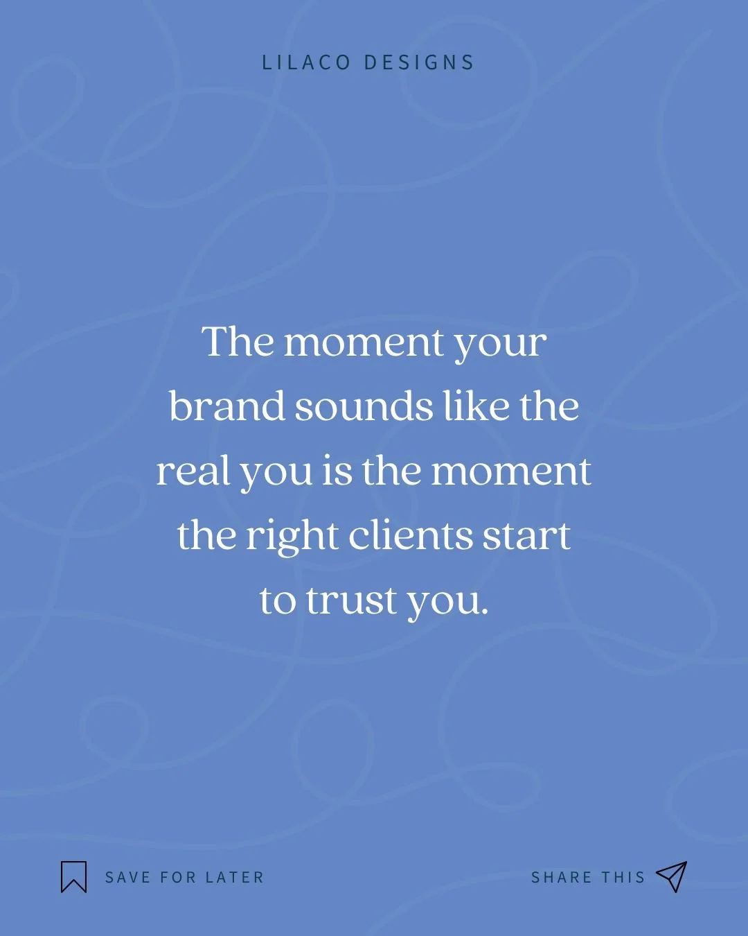 This is one you can't shortcut. The warmth, the calm, the care you bring in the room, that's exactly what people are looking for online too.

The moment your brand starts sounding like the actual you is the moment the right people lean in, already ha