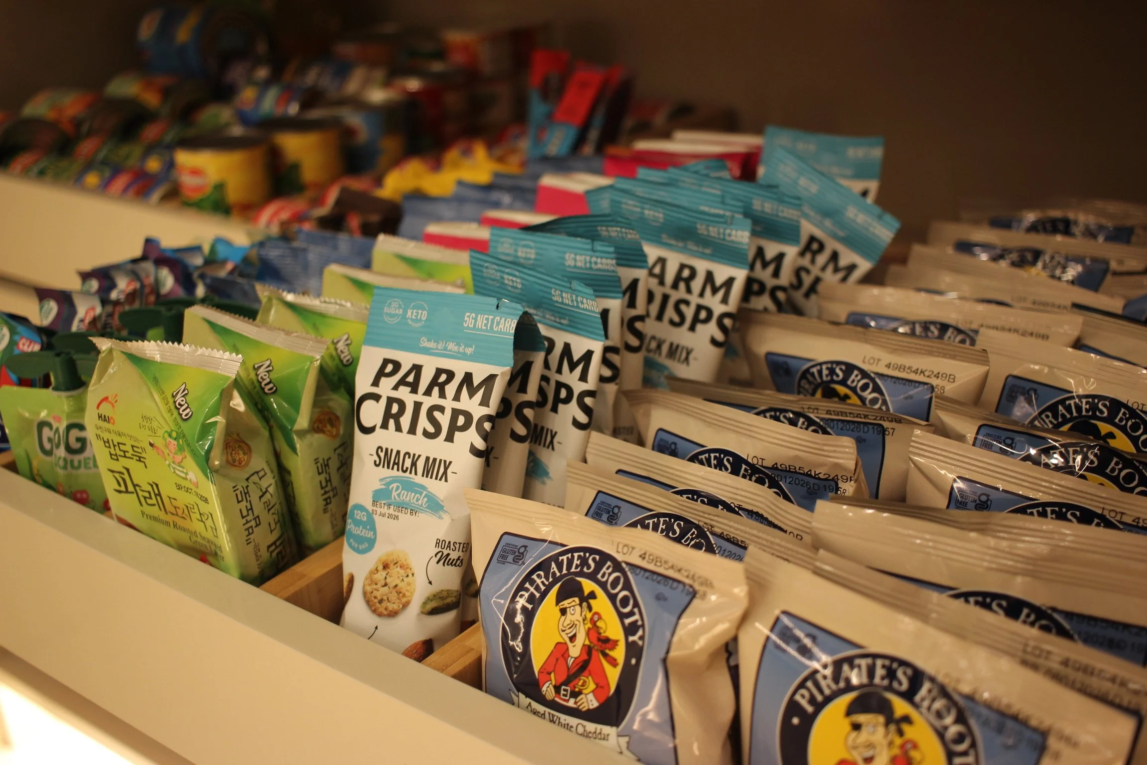 organized snacks in walk in pantry