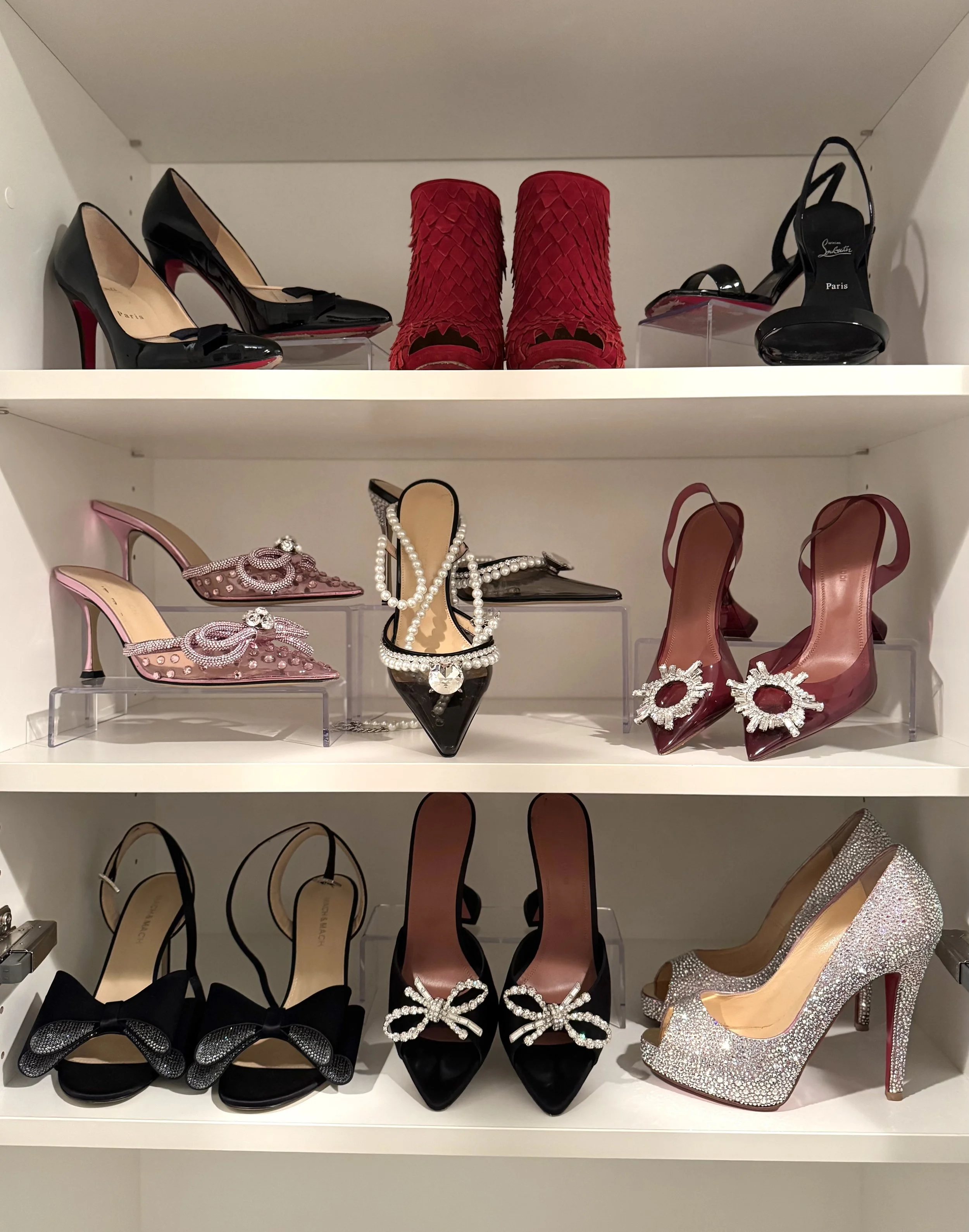 Closet cabinet with heels on display