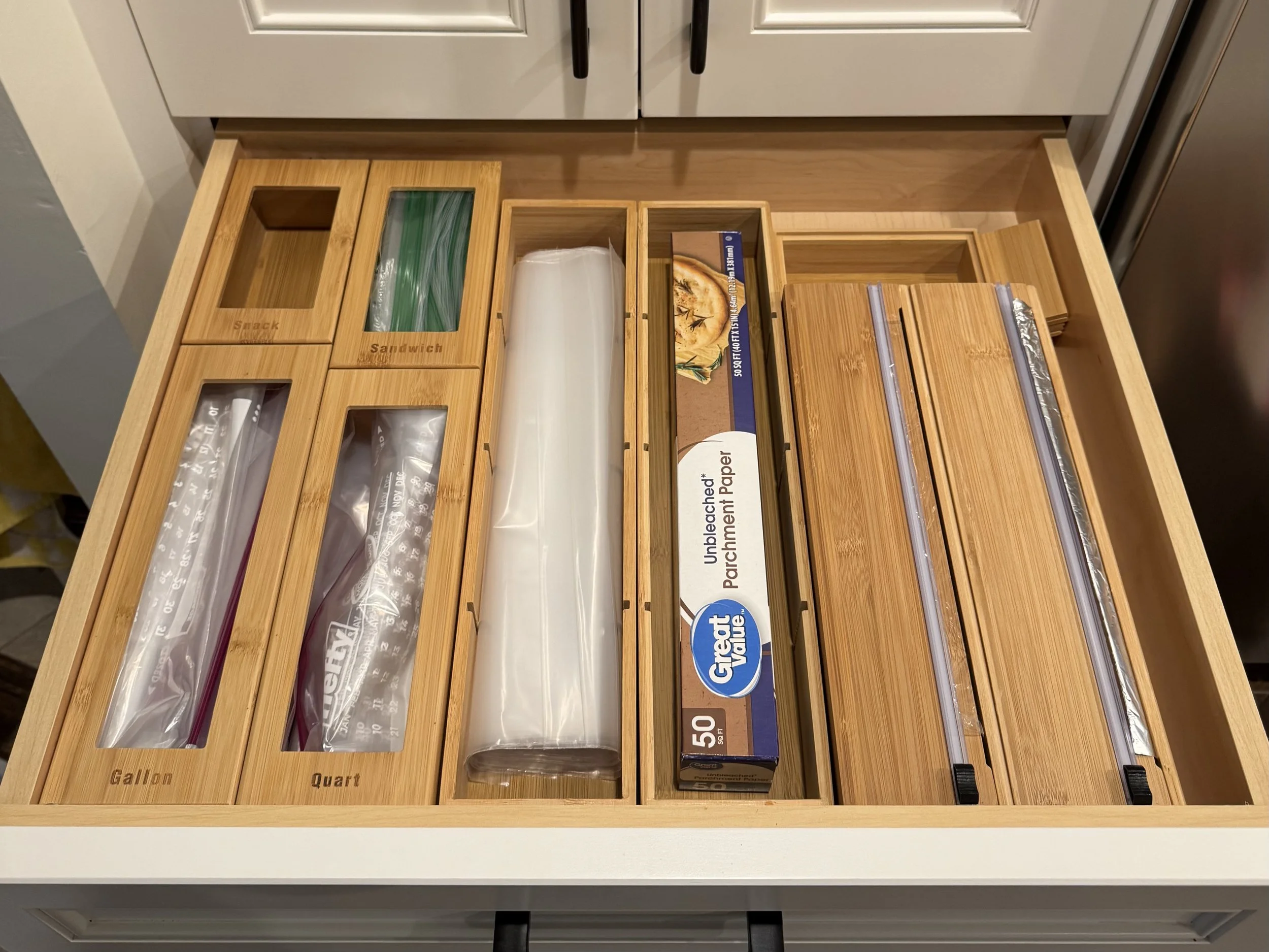 an organized kitchen drawer