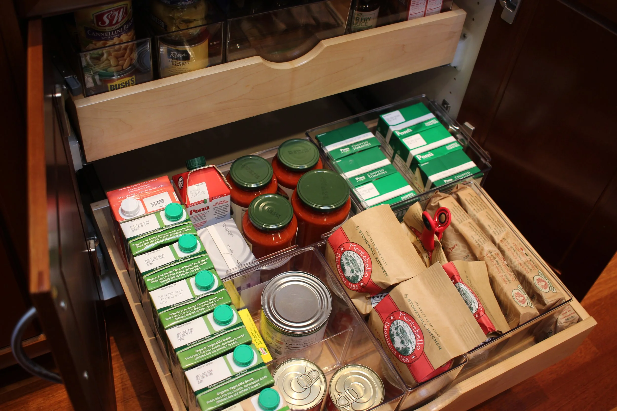 organized pantry drawer pasta and sauce