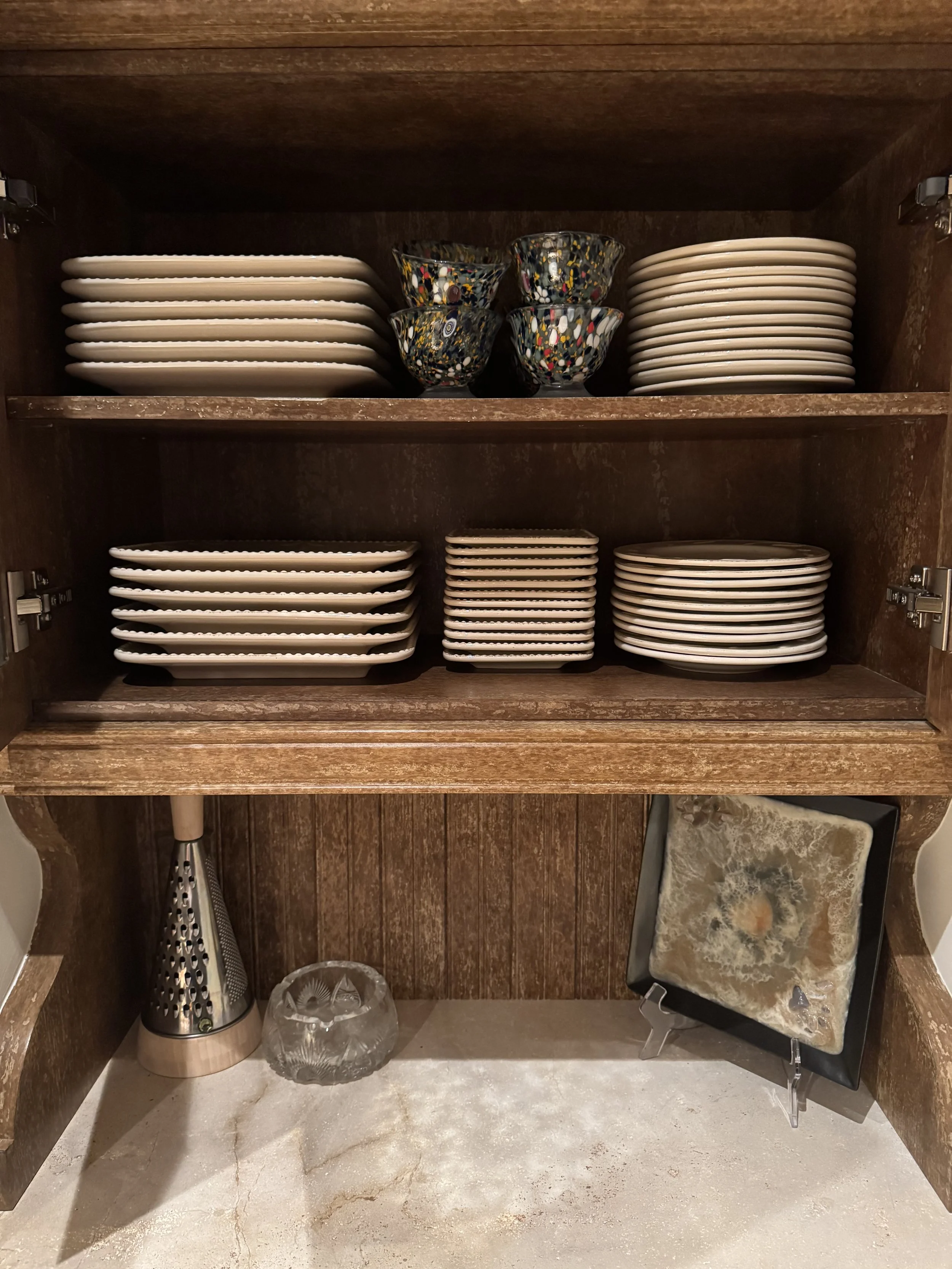 kitchen cabinet of dishes