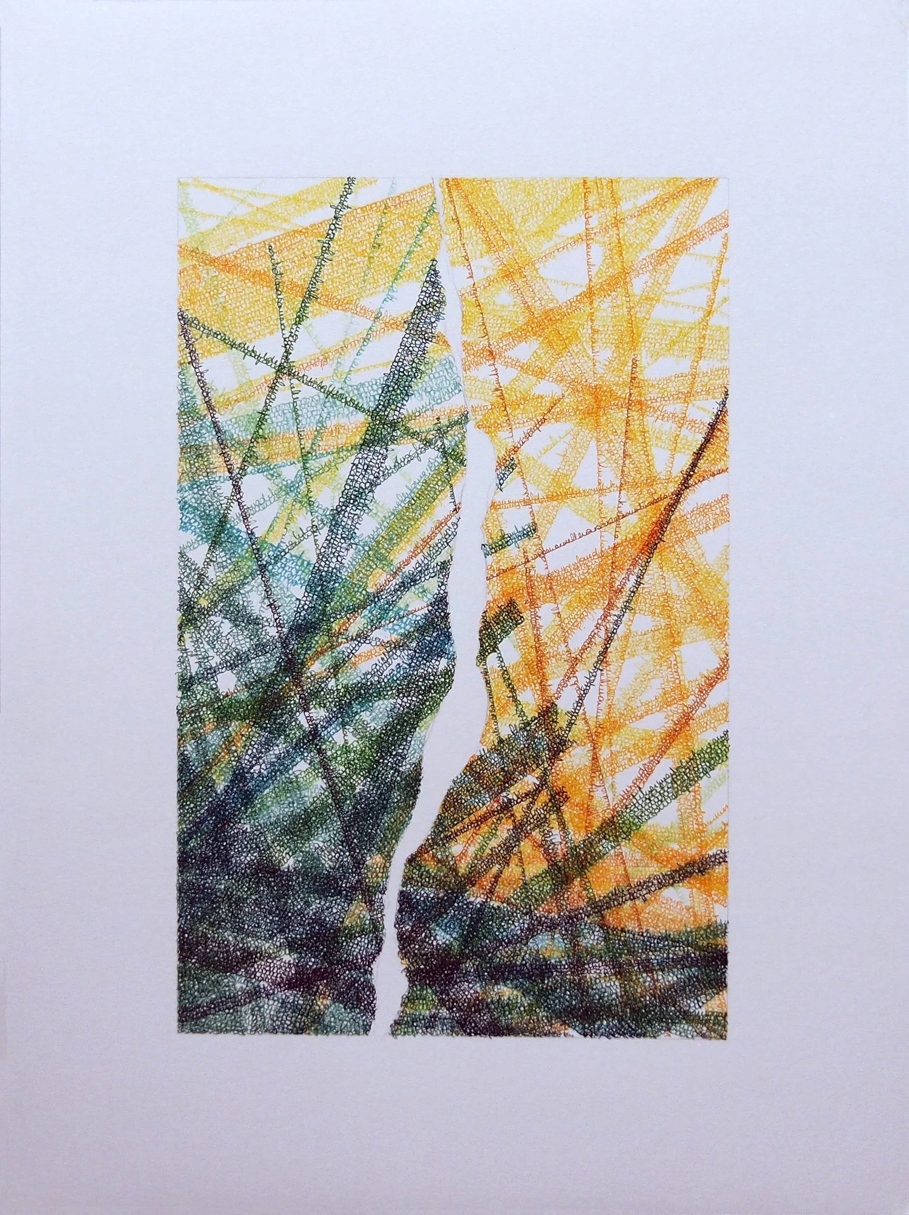 Green and Yellow art with written word.