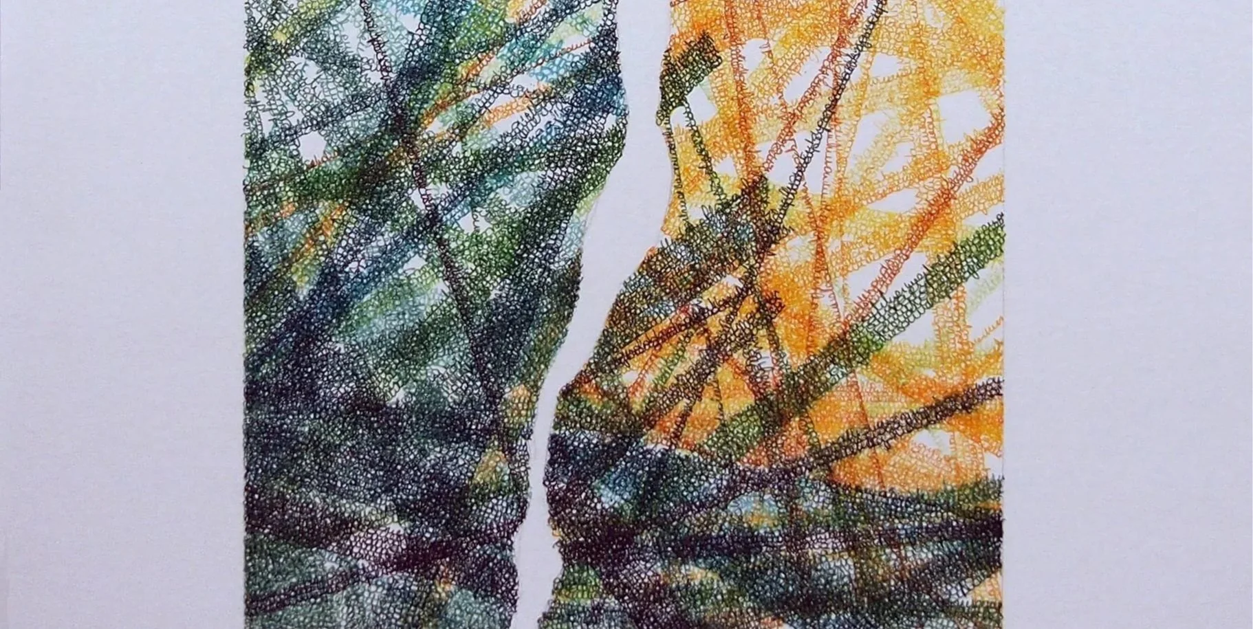Green and Yellow art with written word.