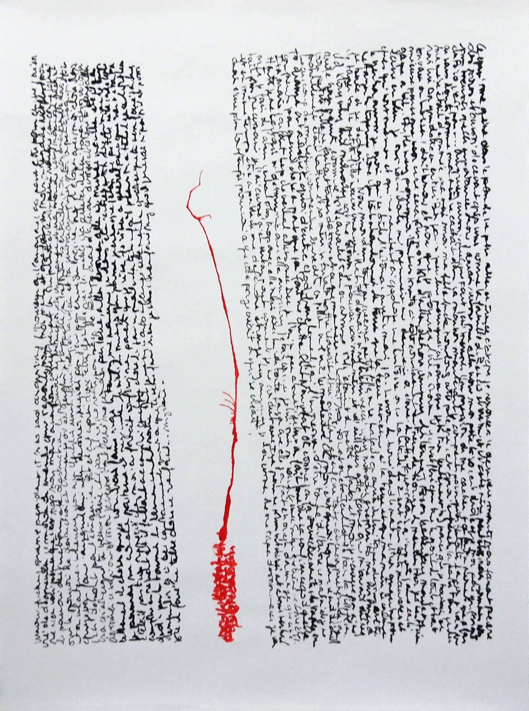 black and red written art
