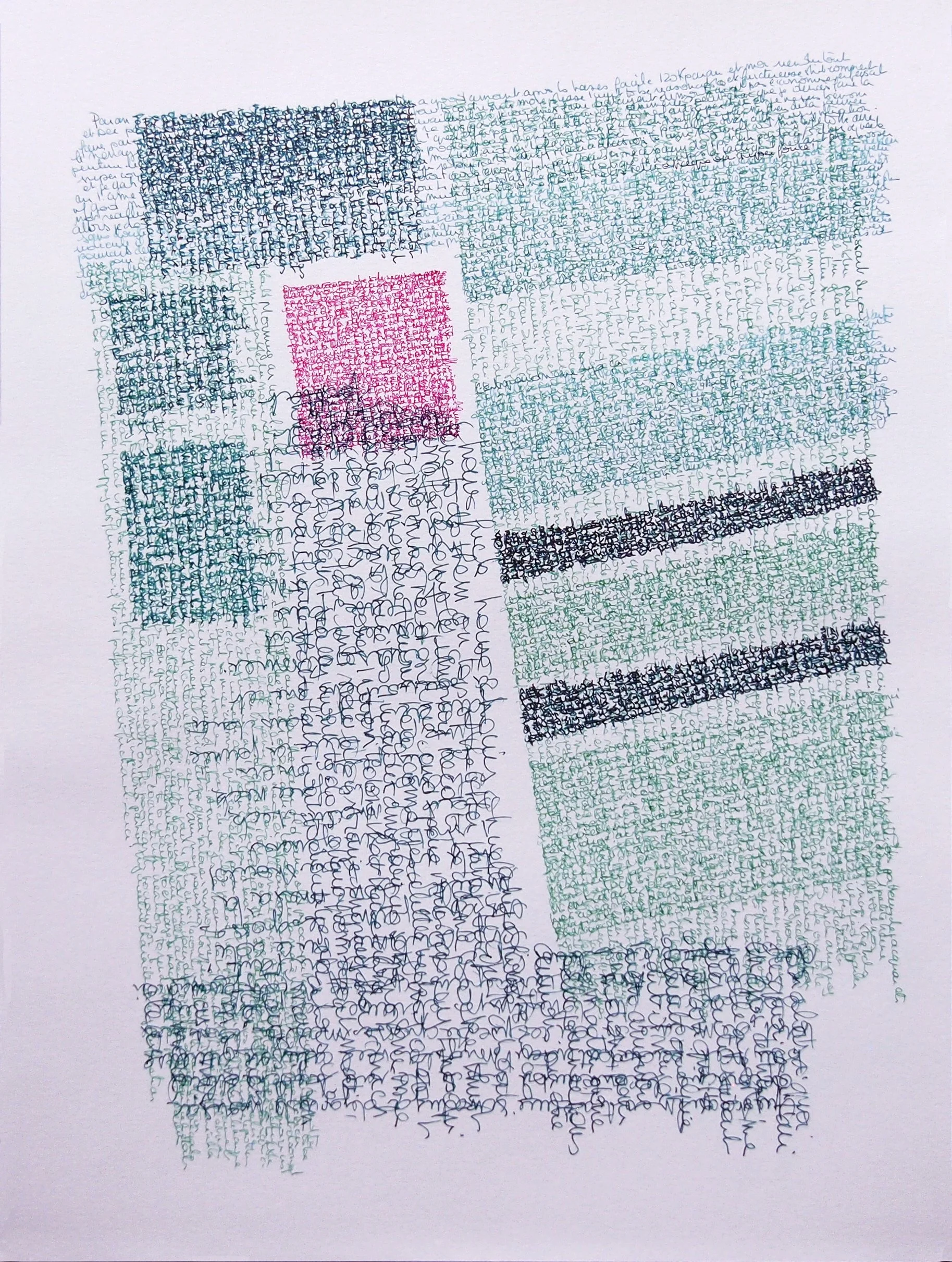 Green and pink written word art