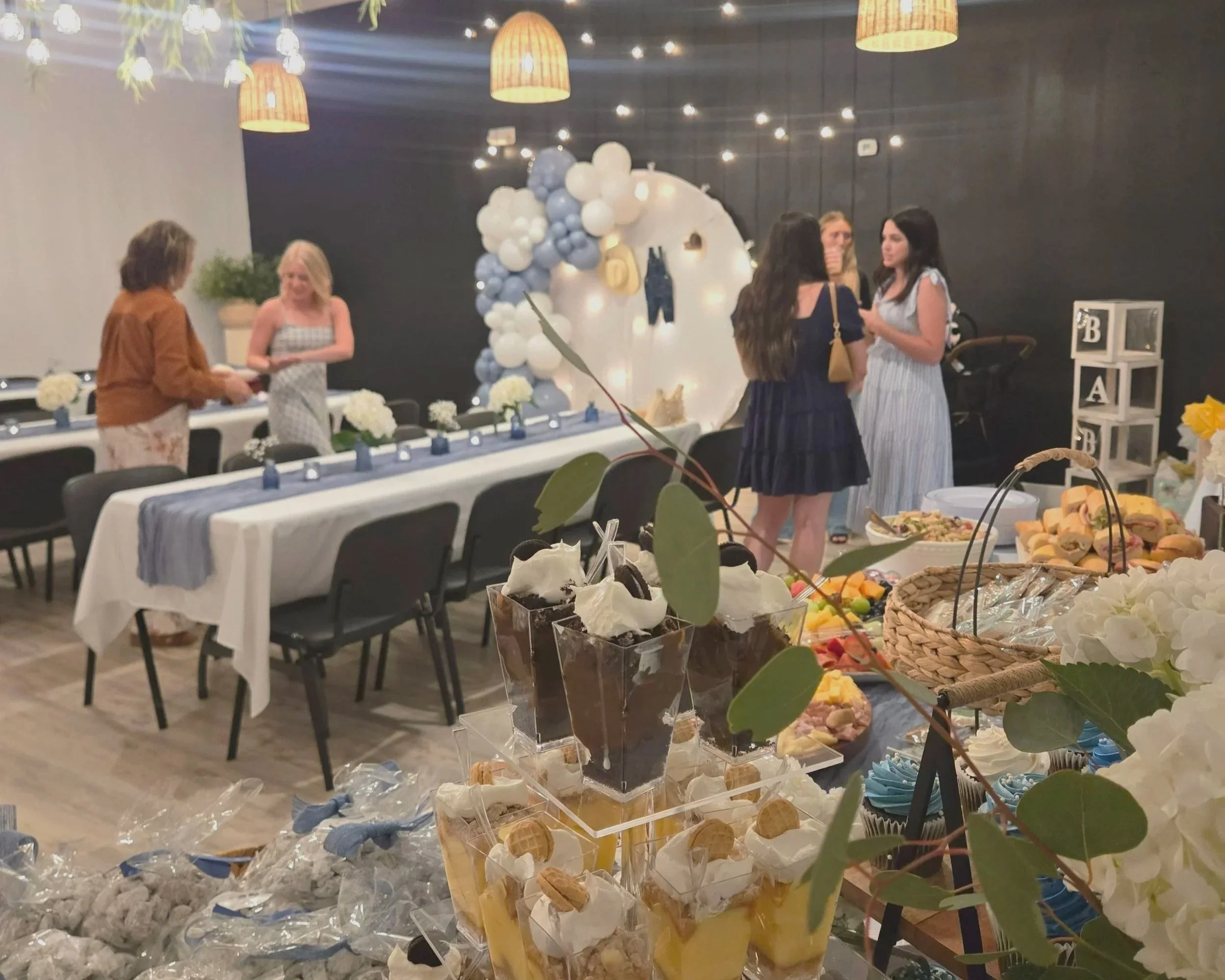 baby shower venue at Oasis Events Collective in Sarasota Florida.  Perfecto for birthday parties, bridal showers, gender reveals and Bible Studies near Parrish, Bradenton, and Venice.