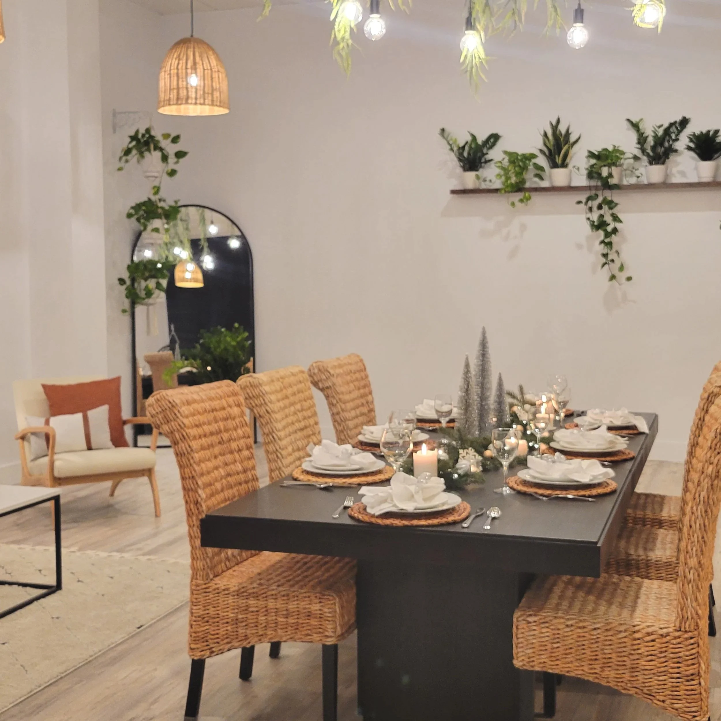 Christmas Party setup in our cozy meeting space at Oasis Collective in Sarasota, FL