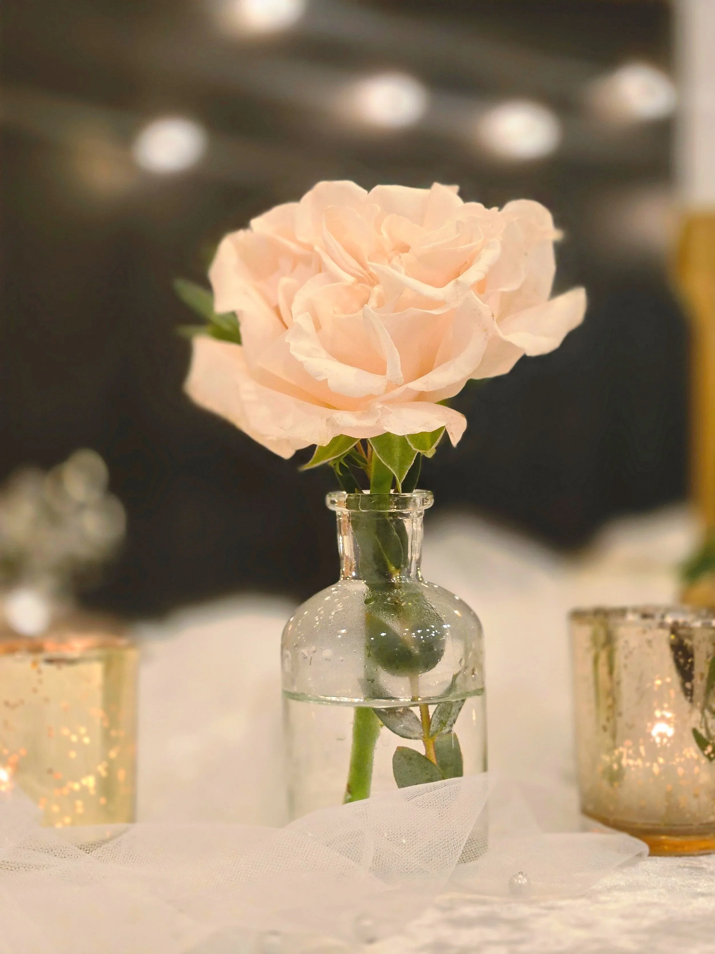 Pink rose floral centerpiece at Oasis Events Collective in Sarasota 