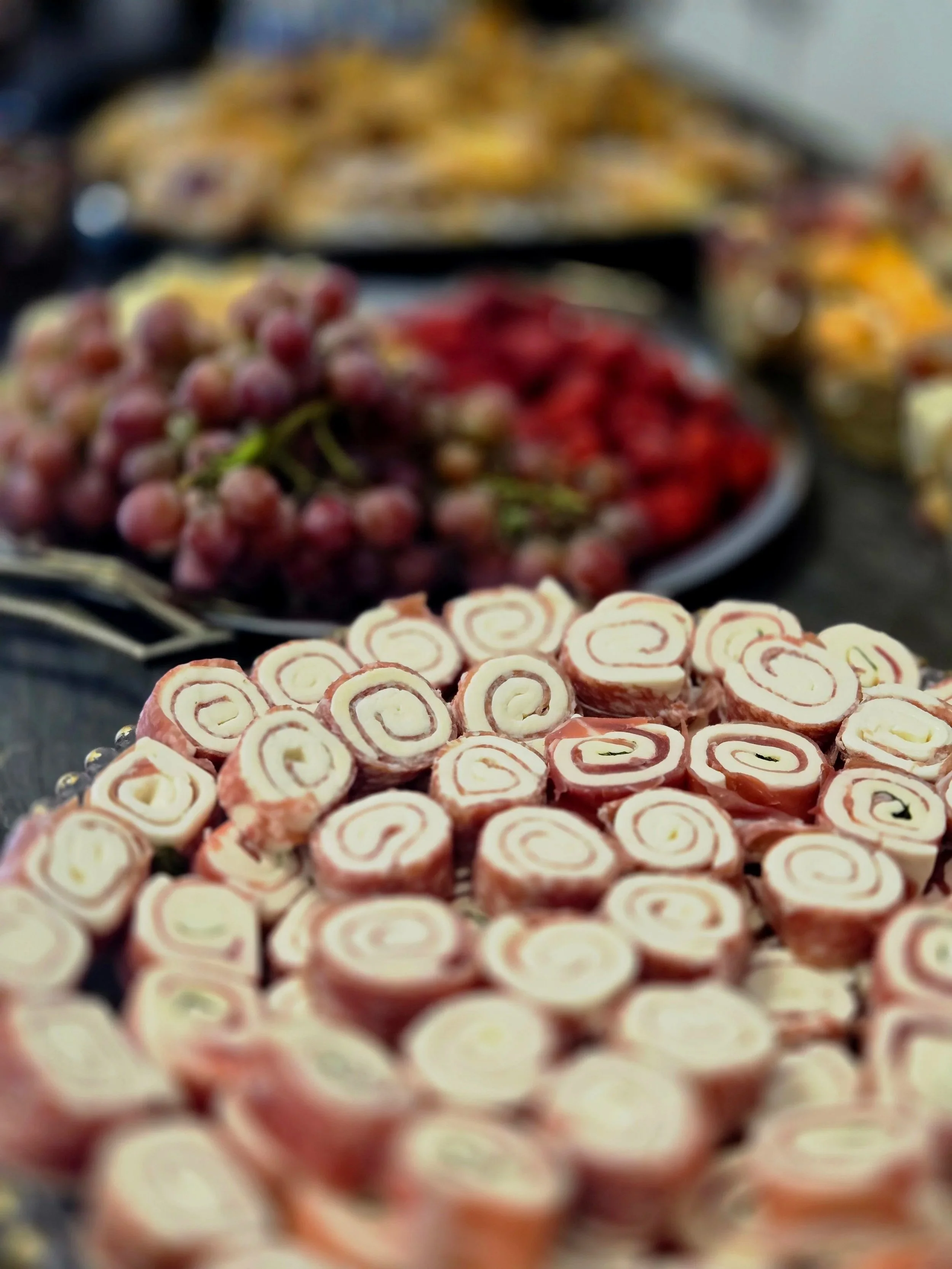 Catered food display for a private event at Oasis Events Collective in Sarasota