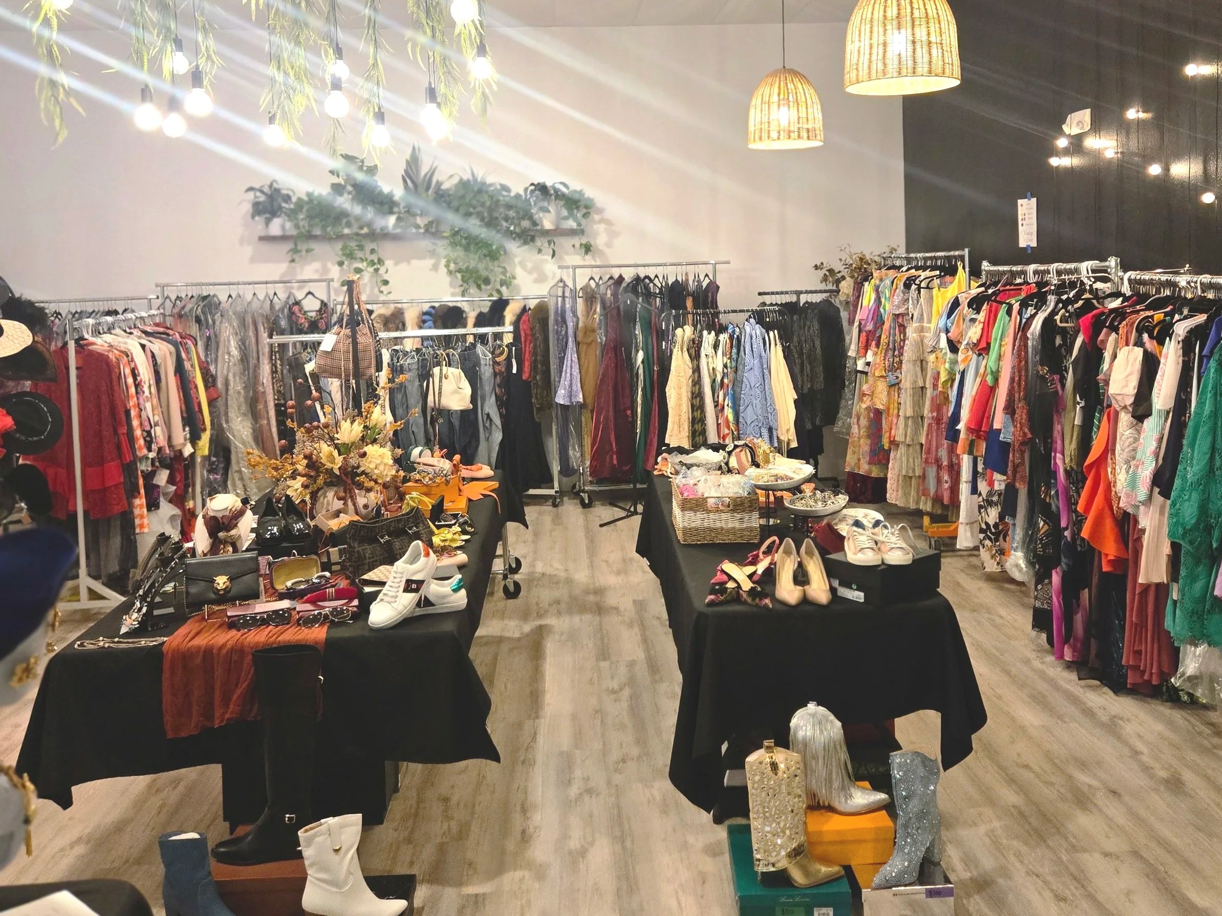 Clothing pop-up shop setup at Oasis Events Collective in Sarasota FL