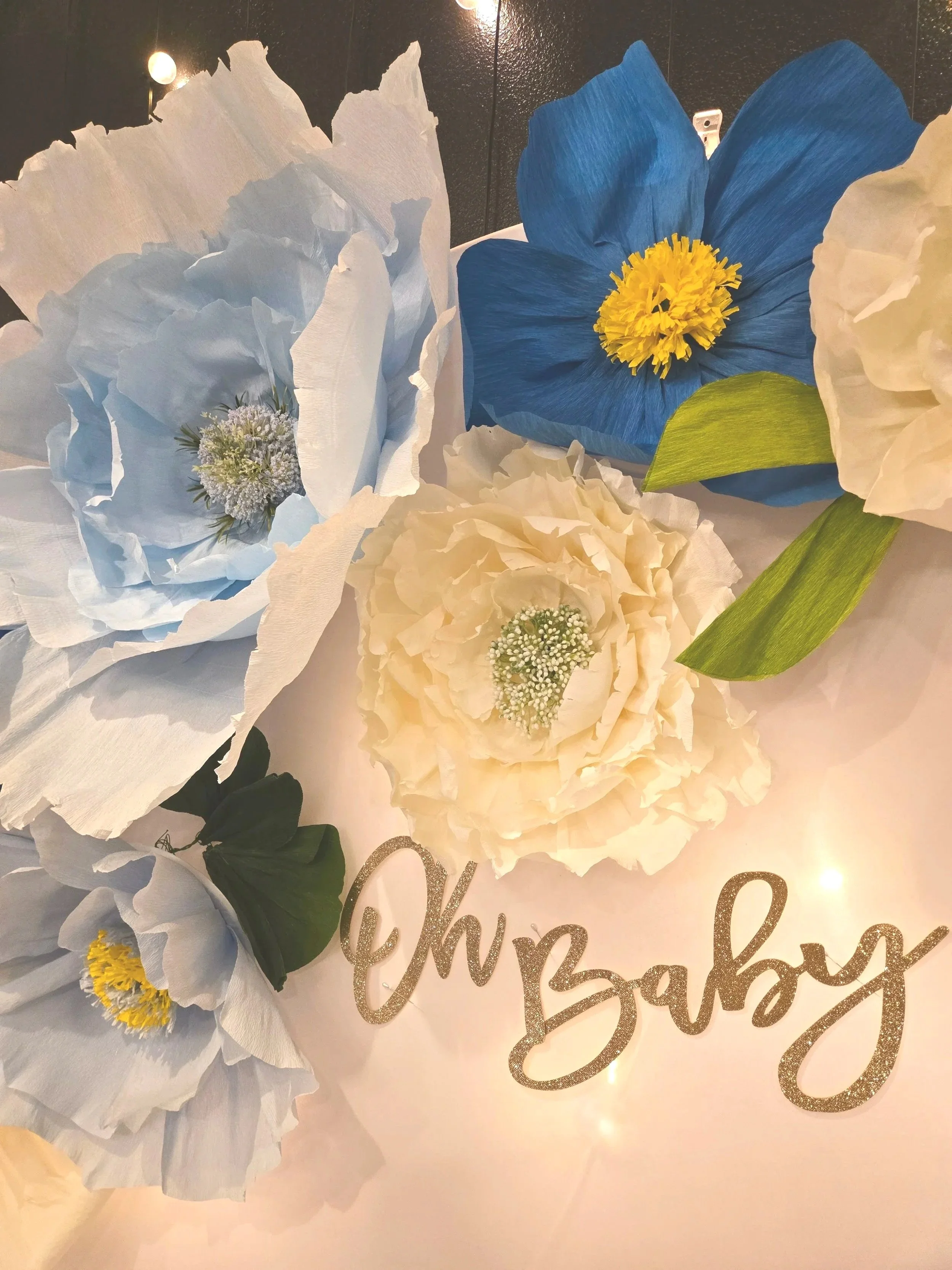 Large florals on arch at baby shower at Oasis Events Collective in Sarasota FL.  Venue for baby showers near Bradenton and Lakewood Ranch