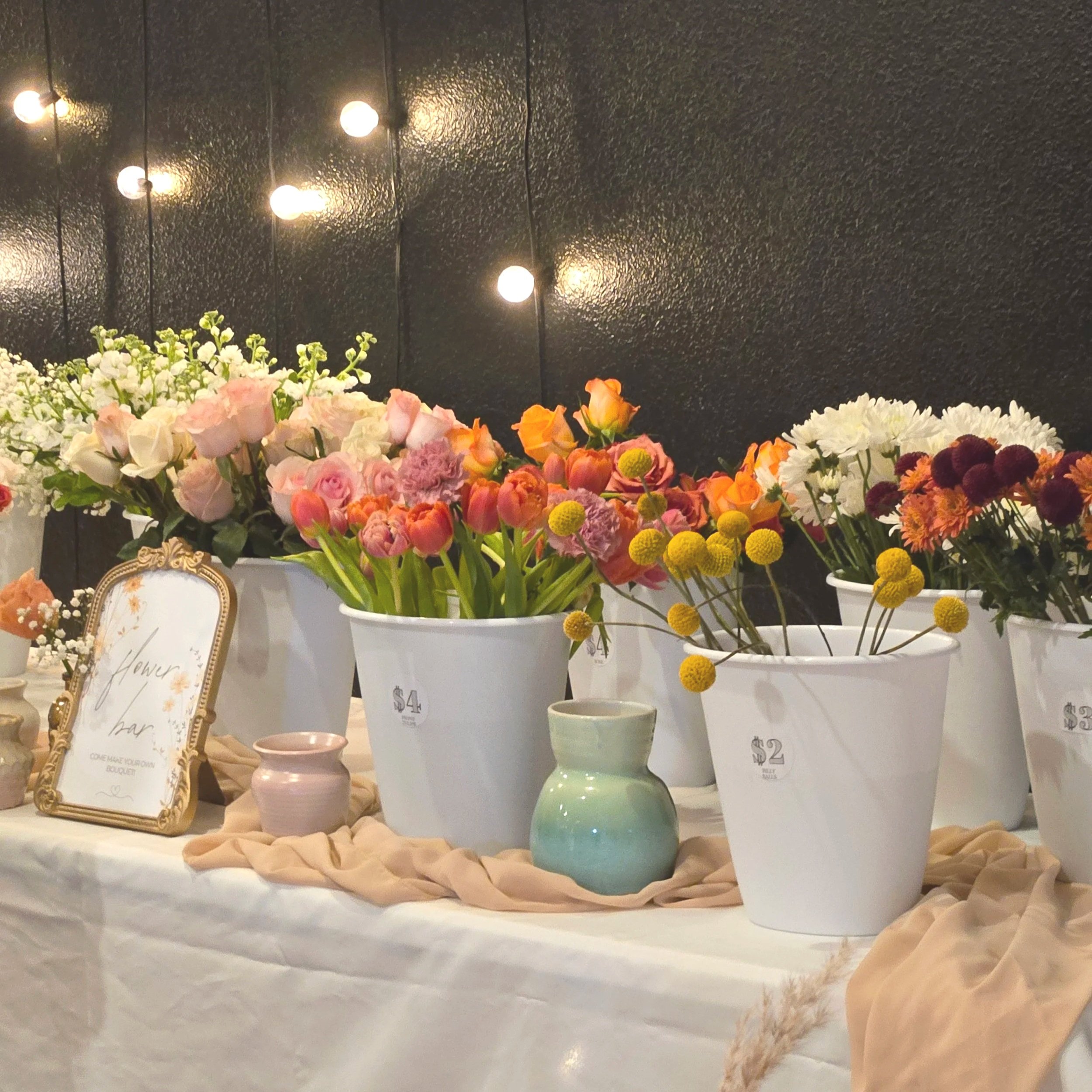 Flower bar at Oasis Events Collective  in Sarasota Florida.  A pop-up shop event.