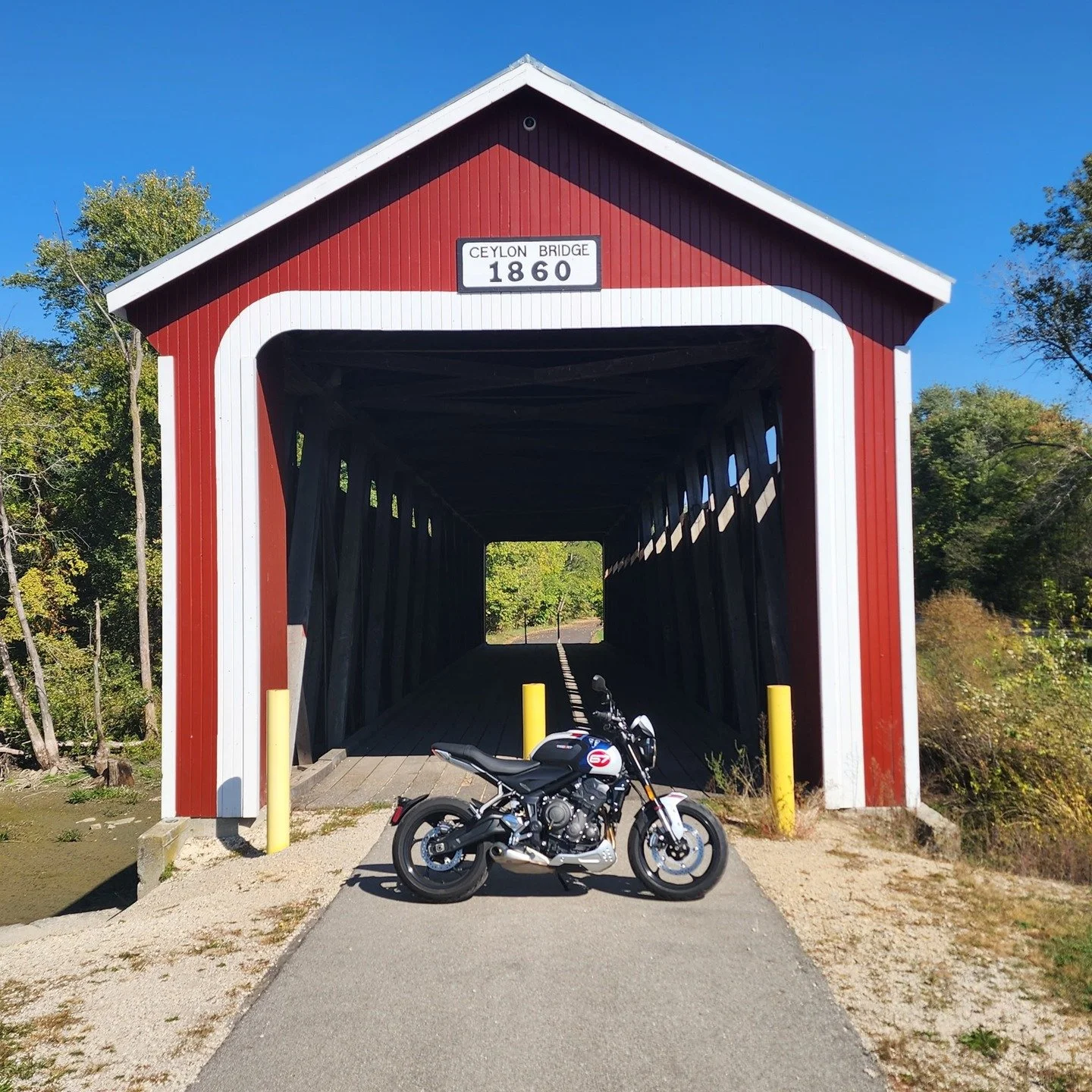 Covered bridges and classic dinner food: the perfect two-wheeled escape! 🏍️💨

The crew at Strictly 2 Motorsports traded shop time for saddle time today and hit the backroads for a classic Indiana loop.

First stop was the beautiful Ceylon Covered B