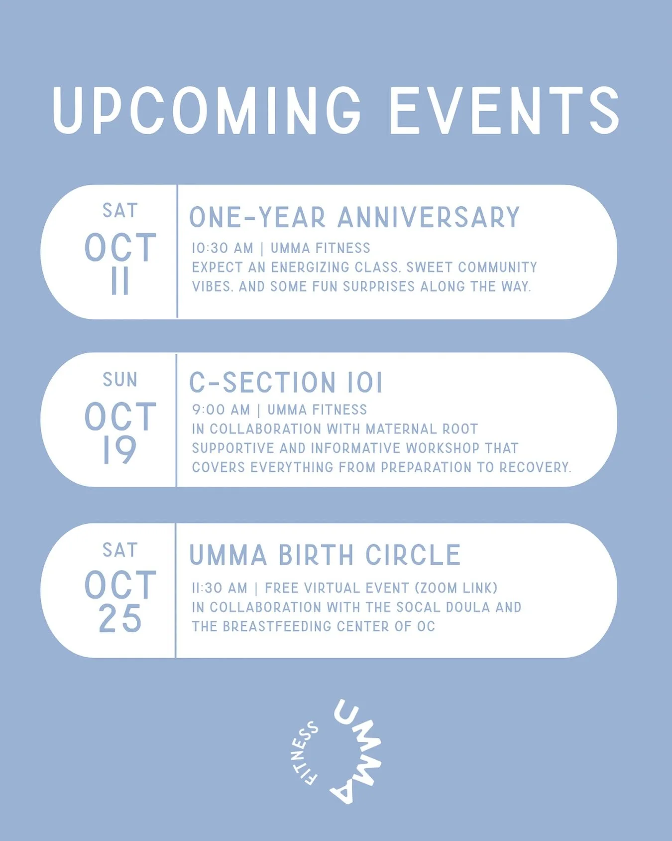 ✨ October at Umma is extra special&hellip; we&rsquo;re celebrating our ONE YEAR ANNIVERSARY! ✨

This month&rsquo;s lineup includes:

🤍 Our 1-Year Anniversary Celebration (event announcement coming soon!)

🤍 C-Section 101 with @maternal_root 

🤍 Bi