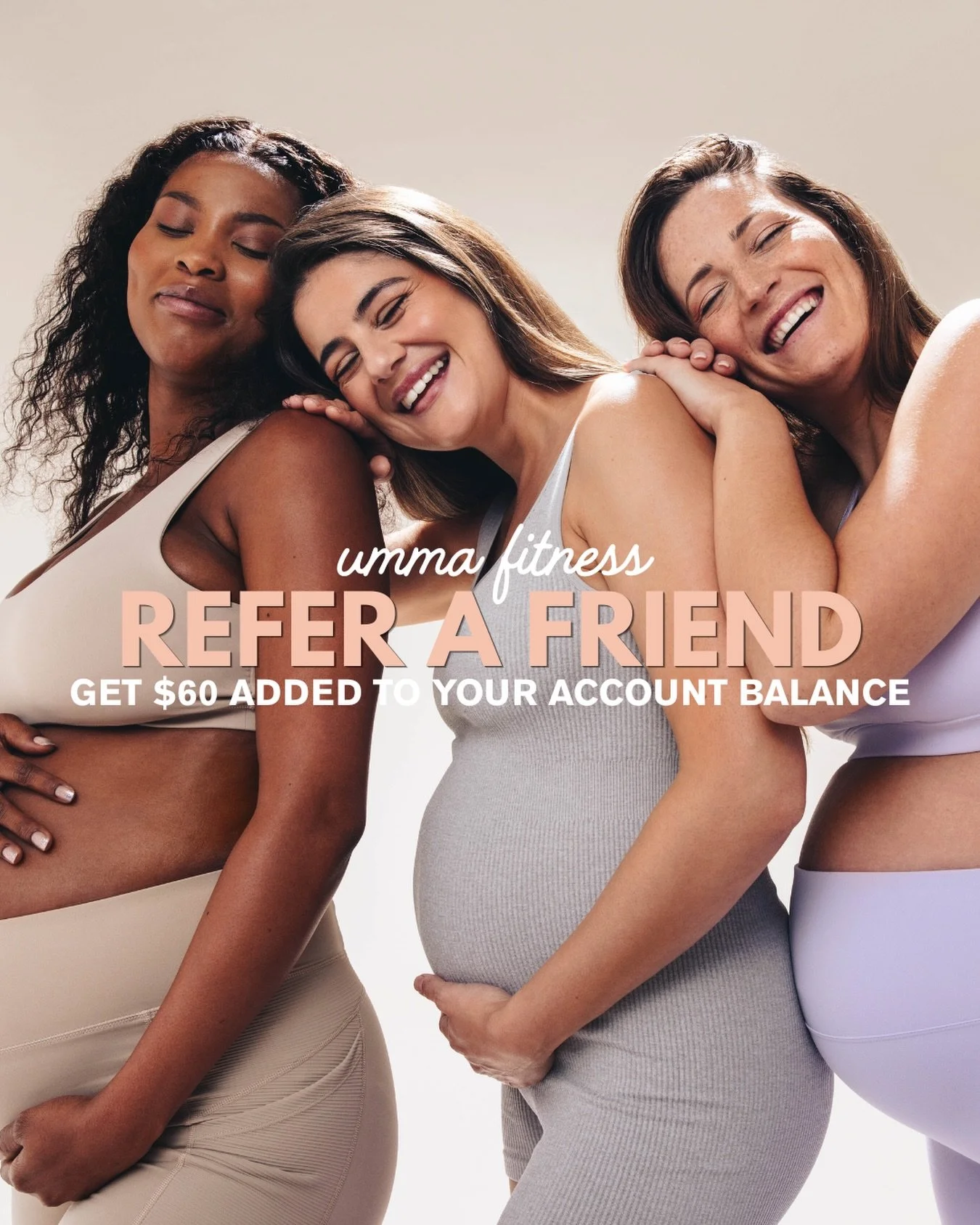 Everything&rsquo;s better with your village 🤍

Invite a friend to join Umma Fitness with a membership and receive a $60 credit added to your account to use on class packs, memberships, or retail.

Email us their name once they&rsquo;ve signed up, an