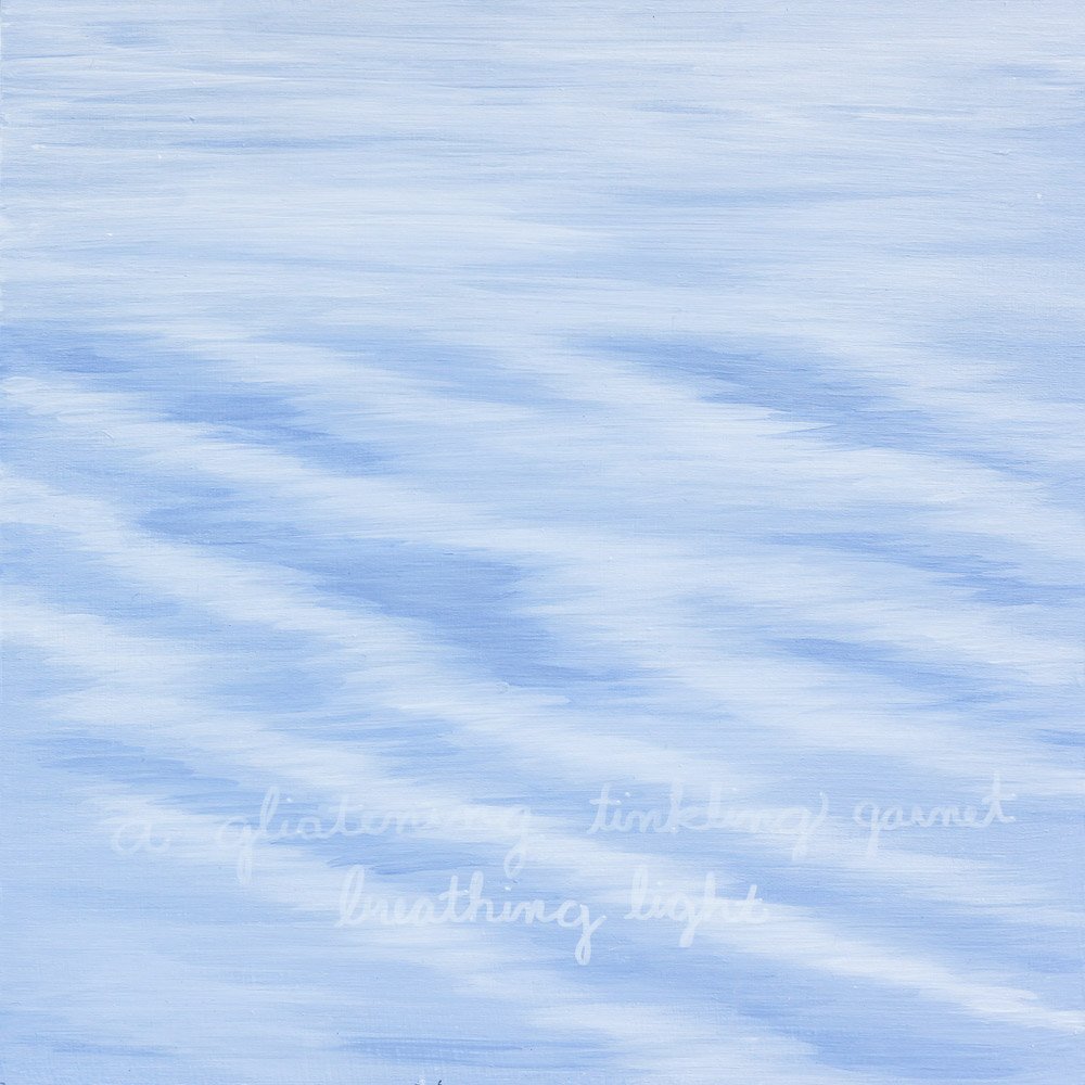 a glistening tinkling garnet breathing light, 2025, acrylic on canvas.