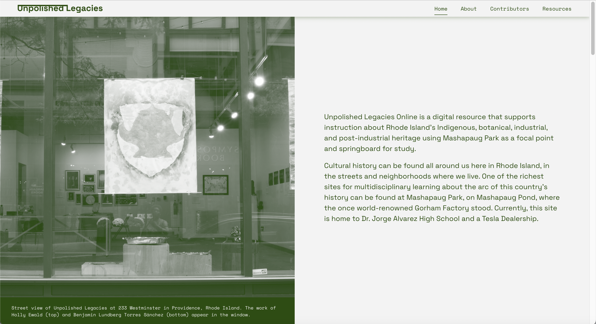 Unpolished Legacies Online Home Page, designed by Emily Bluedorn