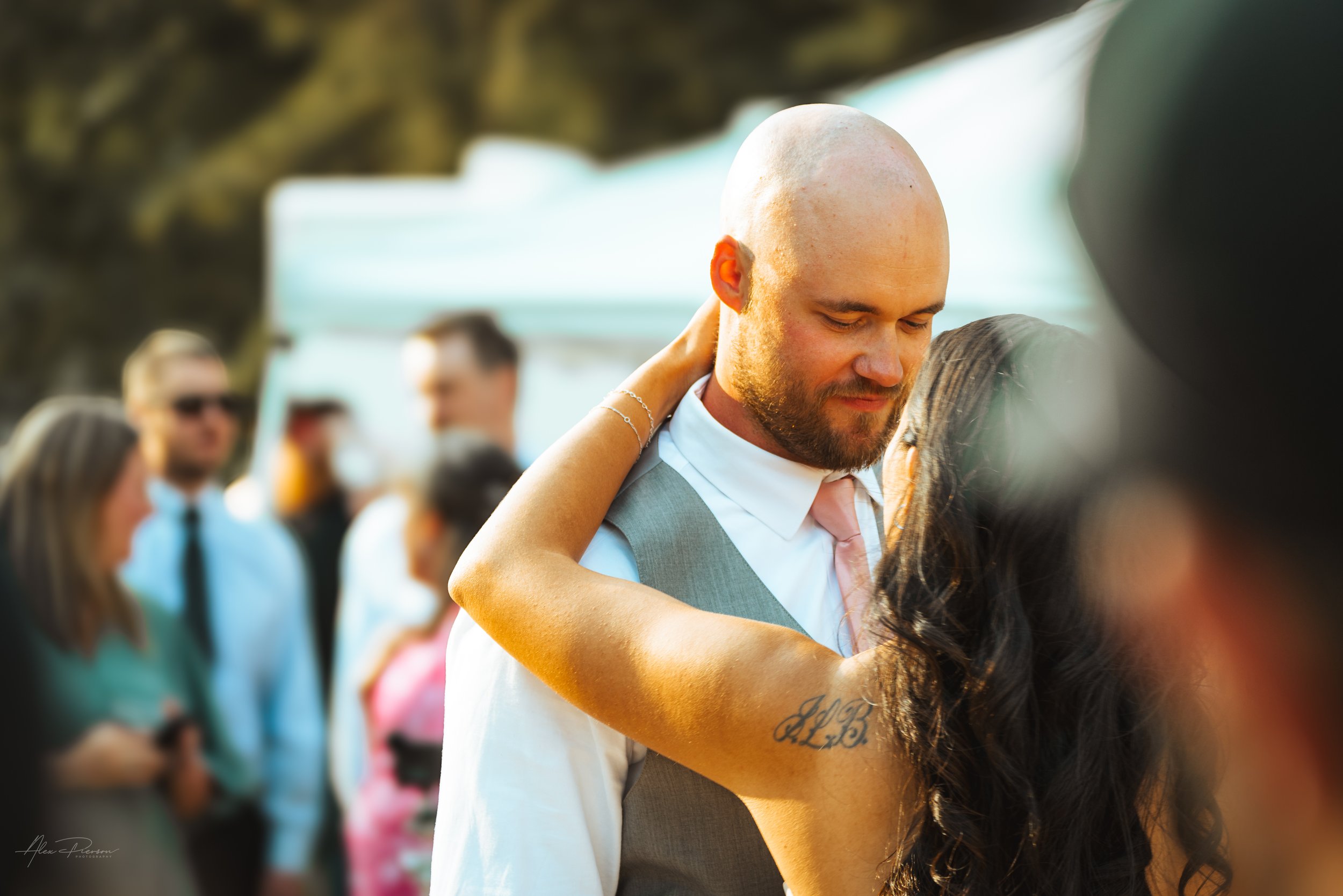 bride and groom having the first dance during their wedding in Olympia, WA
