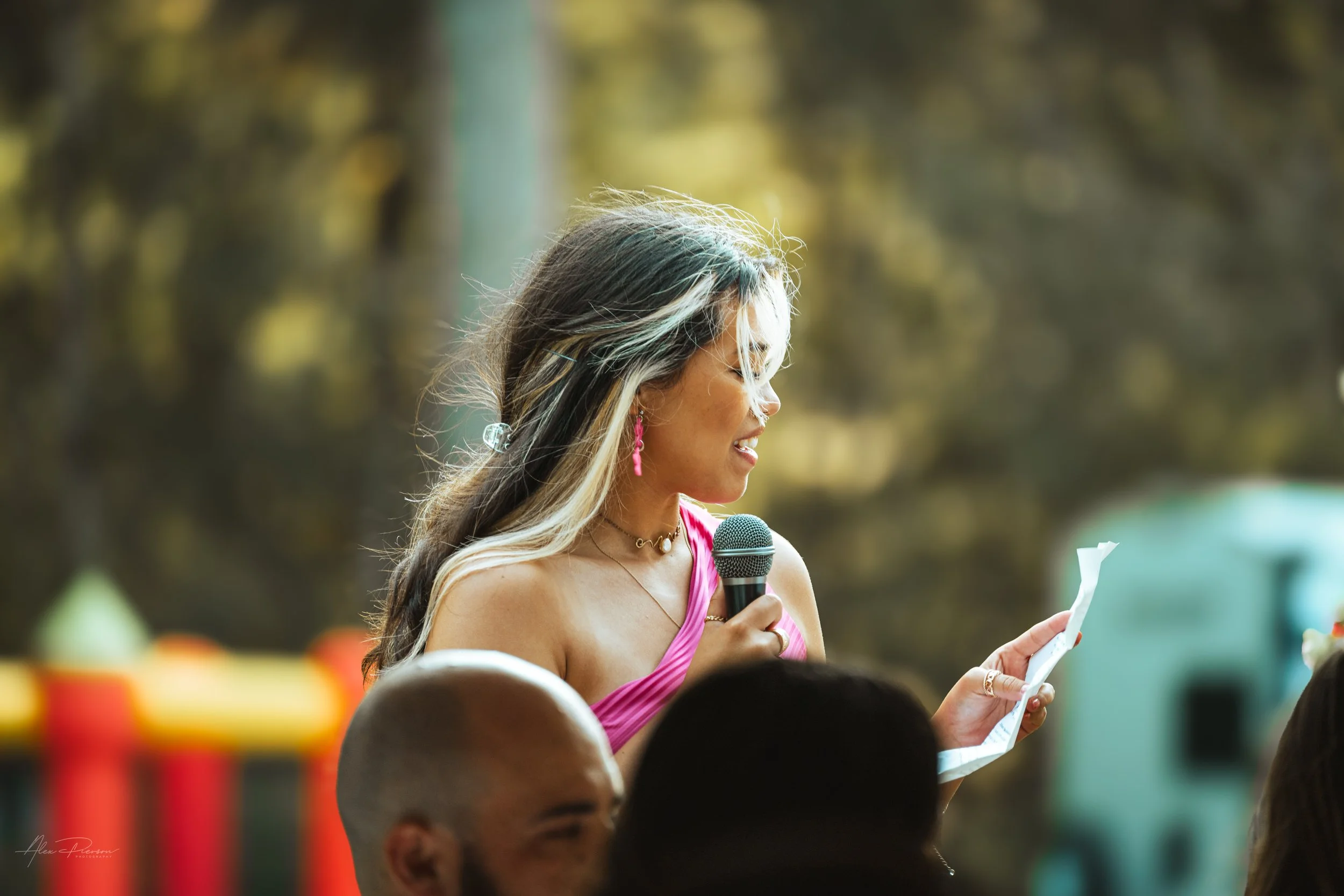 bridesmaid giving a speech during a wedding in Olympia, wa