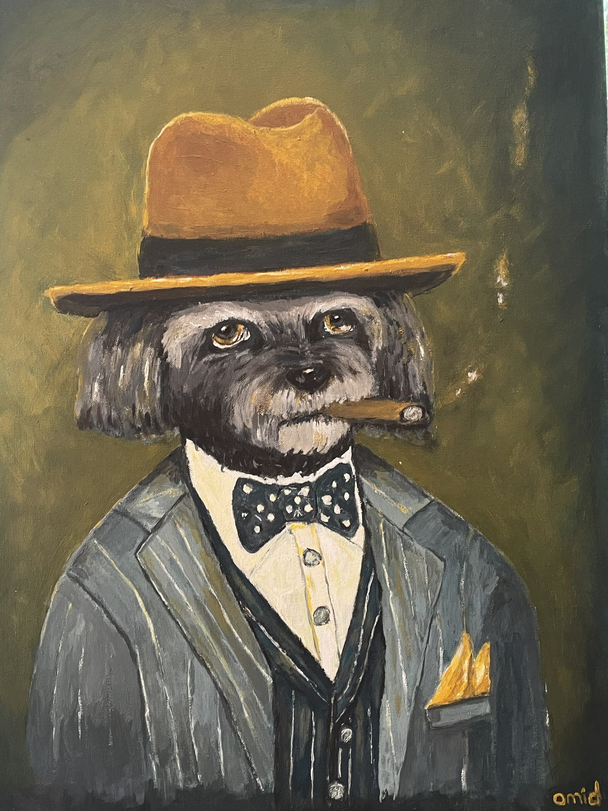 
Commissioned 20x24 Acrylic Pet Portrait of "Winston" as Winston Churchill