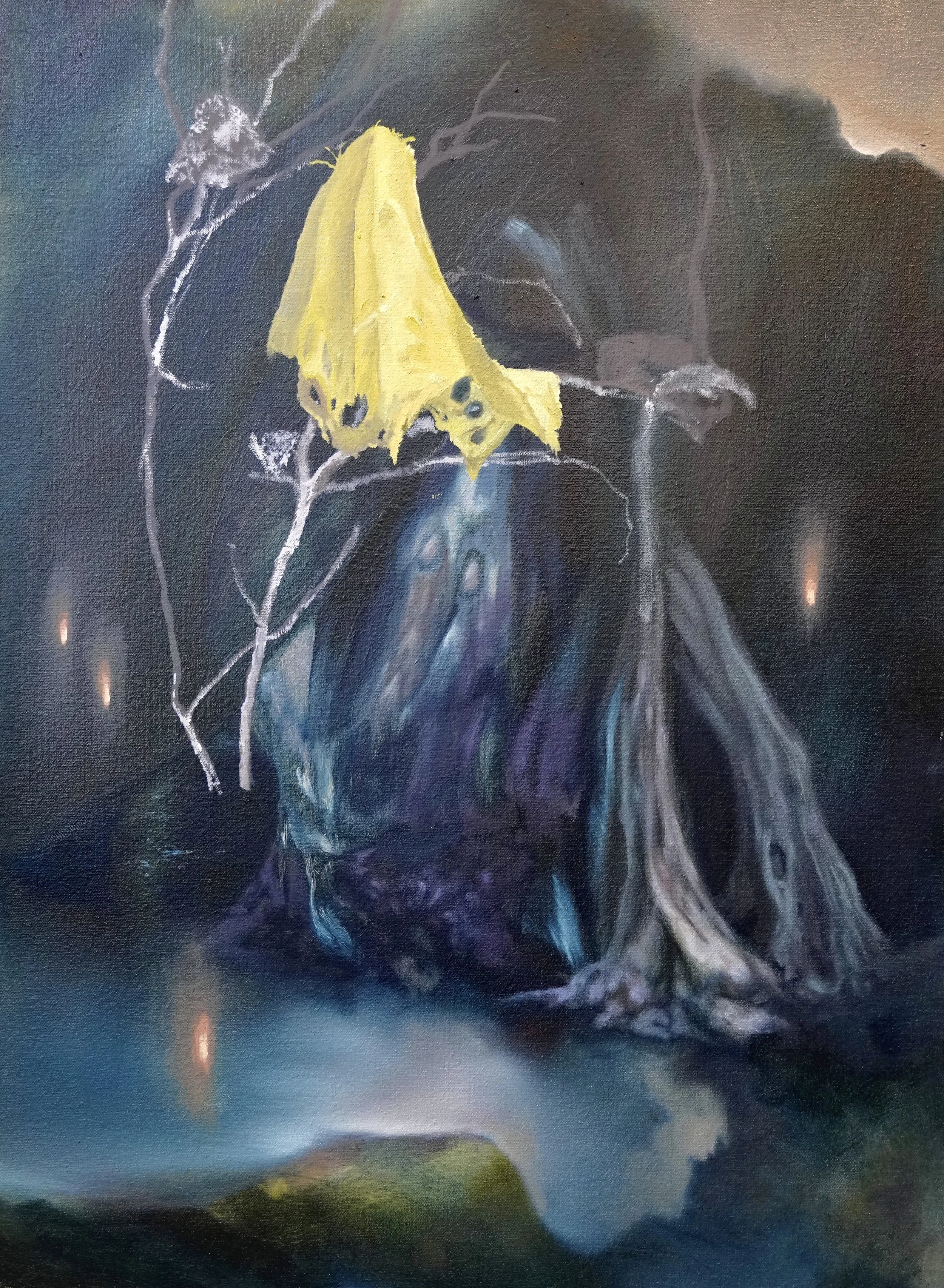 The Persistence of Light in the Echoing Hallows, 2021. Oil on canvas, 28''x 22'' SOLD