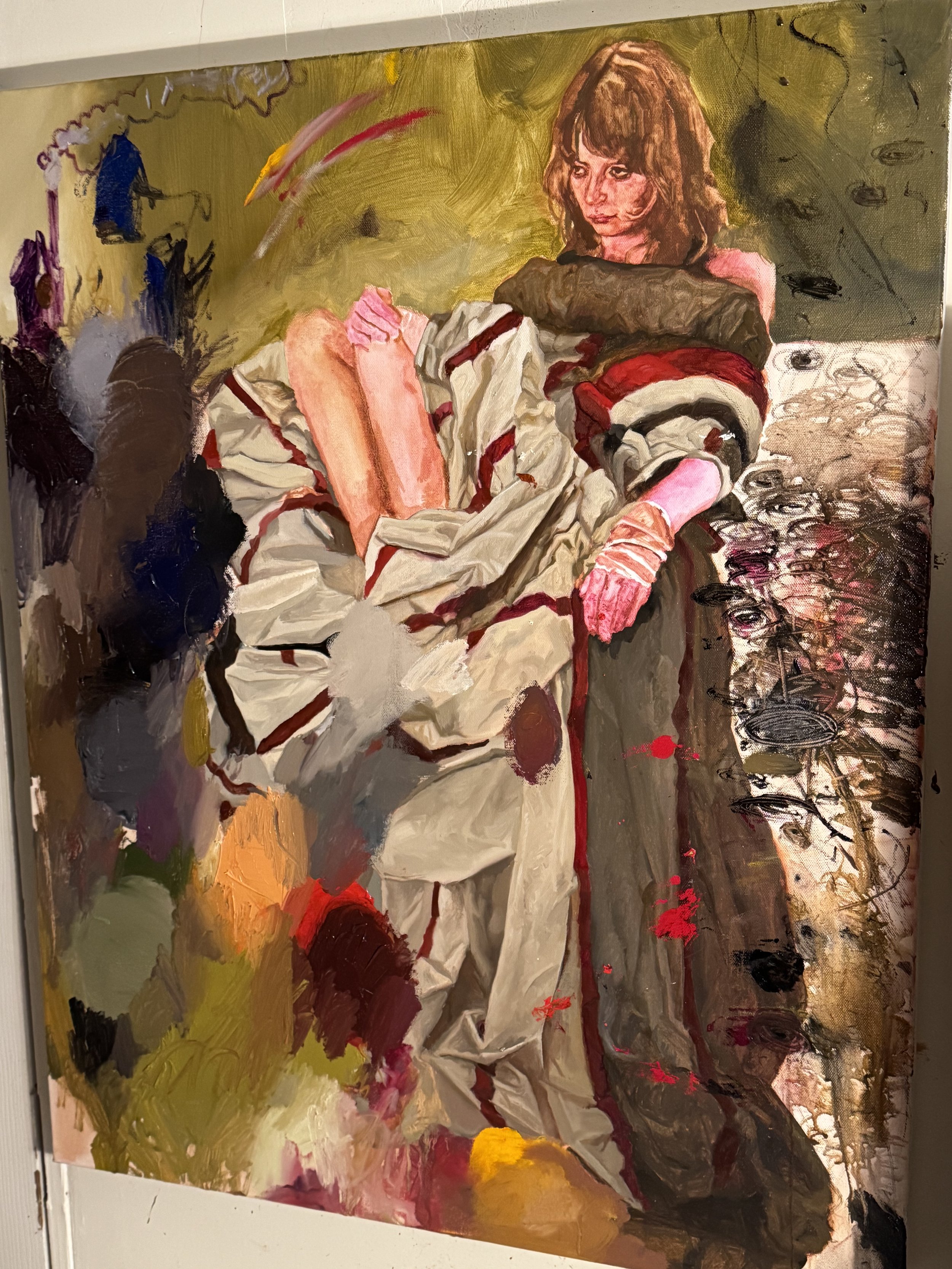 Folds and Stains, 2025.
Oil on canvas, 28''x22''