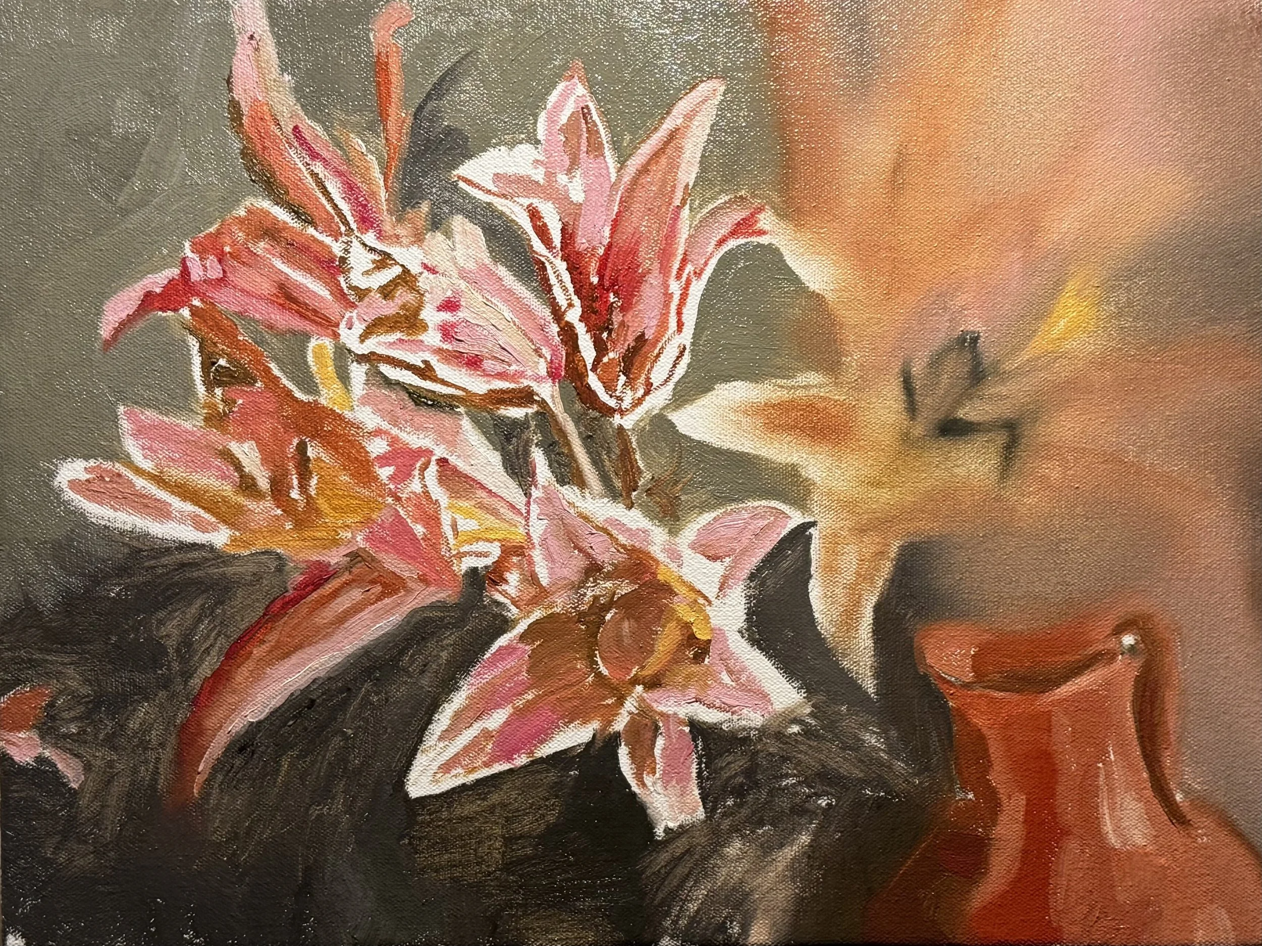 Filled Cracks of Broken Vases, 2025. 

Oil on canvas, 12"x16"