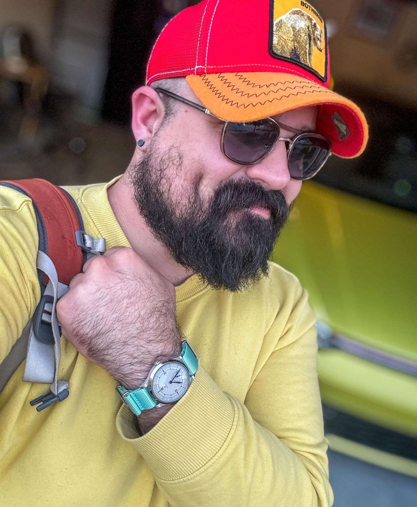 The weekend is nearly here. I couldn&rsquo;t figure out what color I wanted to wear, so I went with&hellip;ALL OF THEM! Wearing my Omega CK859 on this teal @cnswatchbands strap! Also, swipe for funny faces with @phantom_of_the_pupra .  Anyone have a 