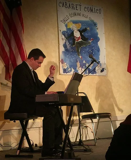 performing at the Italian Athletic Club for Cabaret Comico, San Francisco, California, November, 2015.