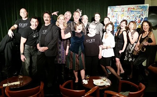 with the cast of "Cabaret Comico", presented at Society Cabaret, Hotel Rex, San Francisco, California, October 17th, 2014.
(photo credit: Michael Halperin)