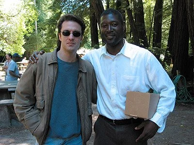 with bassist/composer Marcus Shelby at Jazz Camp West, July 2002, Pescadero, California.