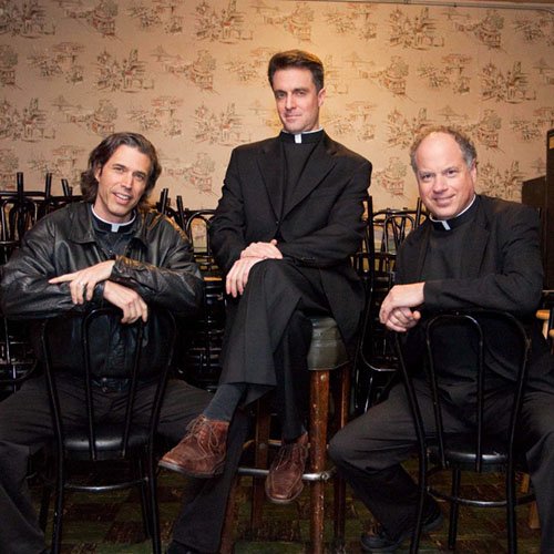 with David Rokeach (drums) and John Hoy (guitars and bass) posing as priests at a private musical theatre event at the Great American Music Hall, San Francisco, January, 2010.
(photo credit: Drew Altizer)