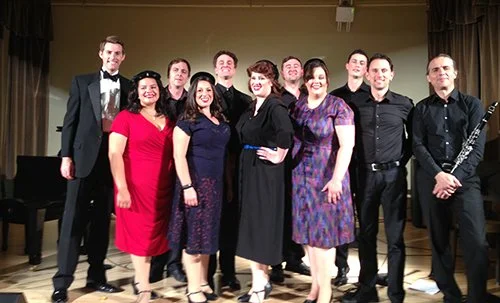 with Nate McComber (vocals), Martita Galindo (vocals), Brandon Essex (bass), Naomi Silva (vocals), Samantha McCurry (vocals), Luke Kirley (trombone), Molly Hill (vocals), Rafa Postal (trumpet), Alexey Berlind (drums), and Sheldon Brown (reeds), at th