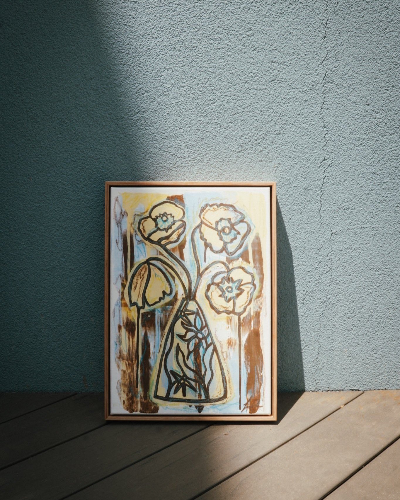 Original painting of flowers in a vase by Melbourne artist Jay-Dee Pitcaithly