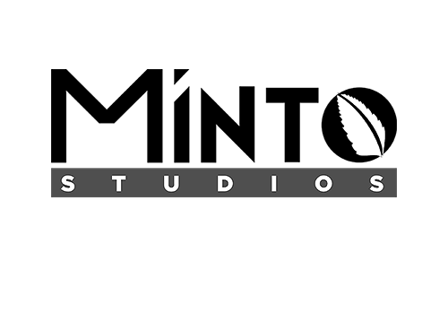 Logo for Mint Studios featuring the word 'MINT' with a leaf icon to the right and 'STUDIOS' written below.