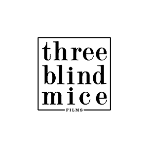 Black background with white text reading 'three blind mice' in a square outline.